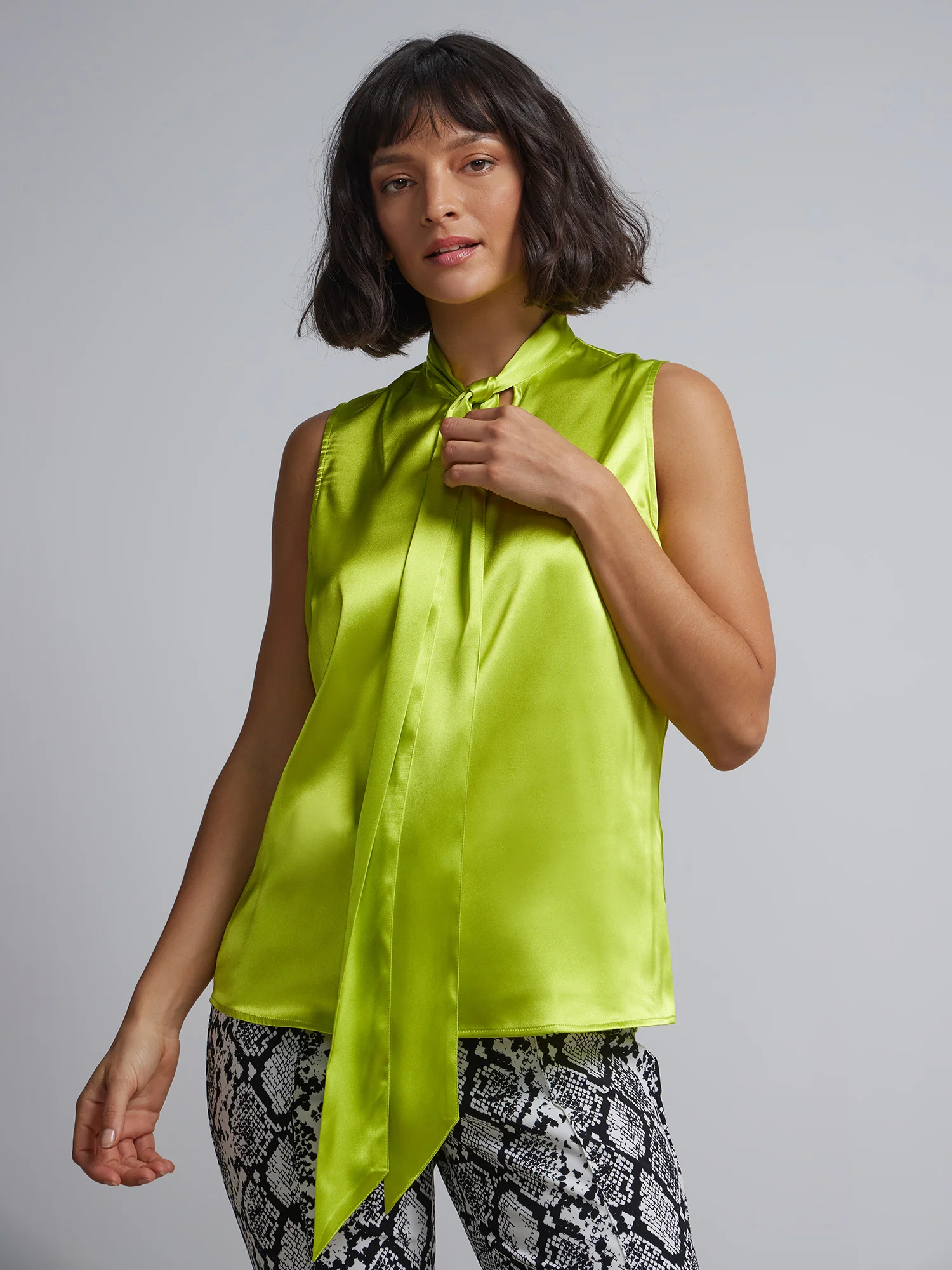 Bow-Neck Satin-Effect Blouse - Image 6