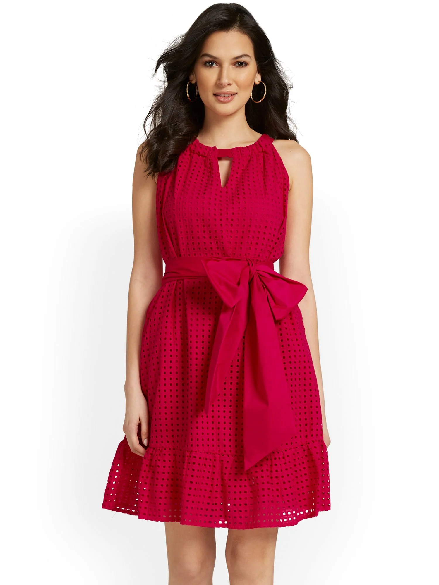 Bow-Waist Eyelet Shift Dress - Image 2