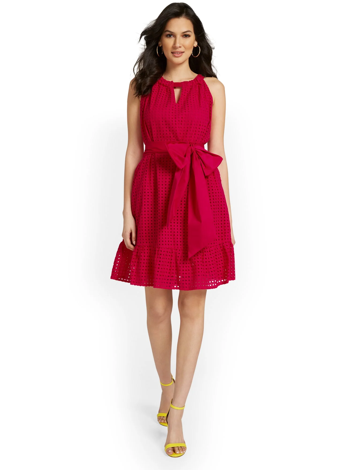Bow-Waist Eyelet Shift Dress - Image 4