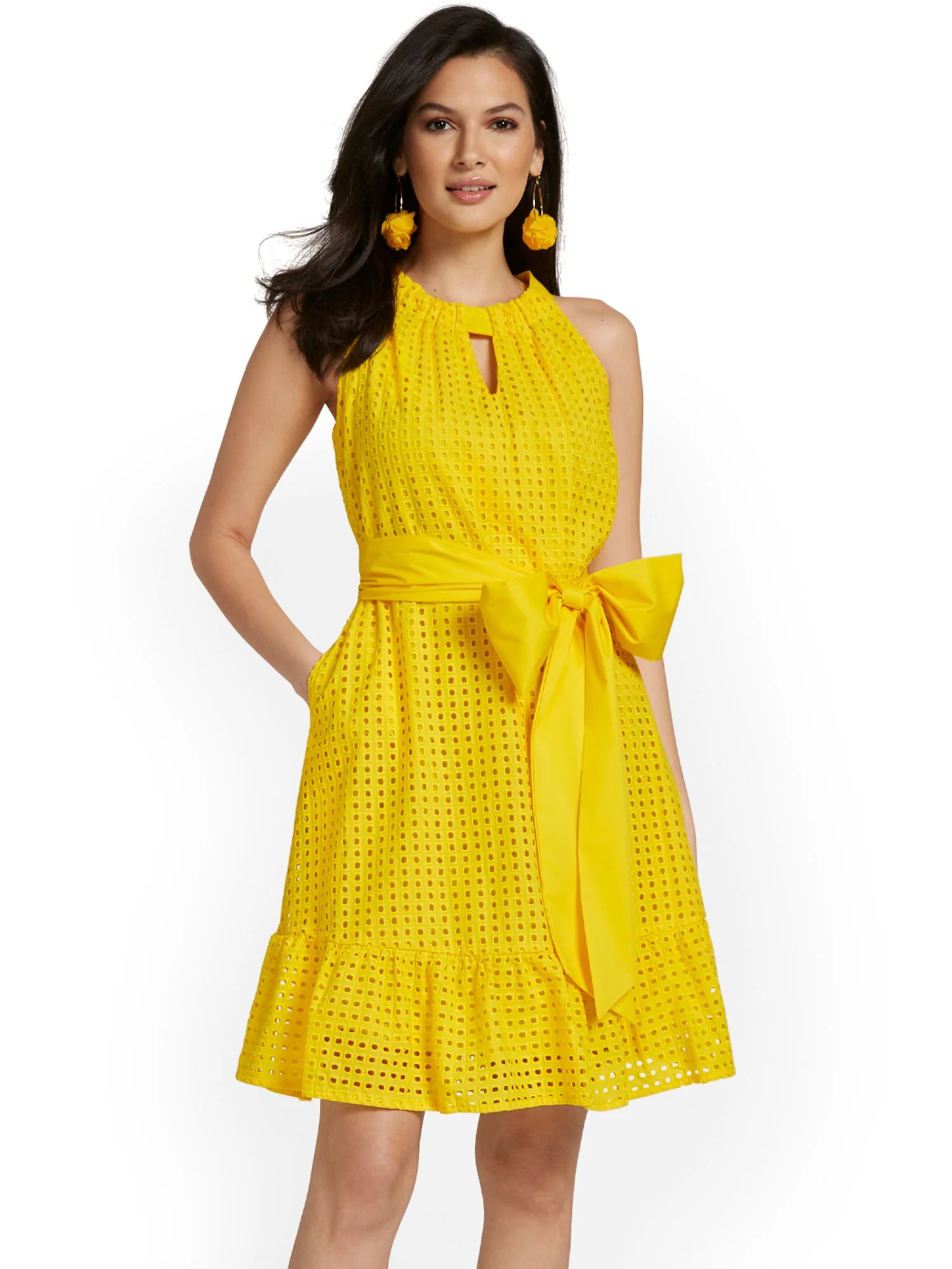 Bow-Waist Eyelet Shift Dress - Image 7