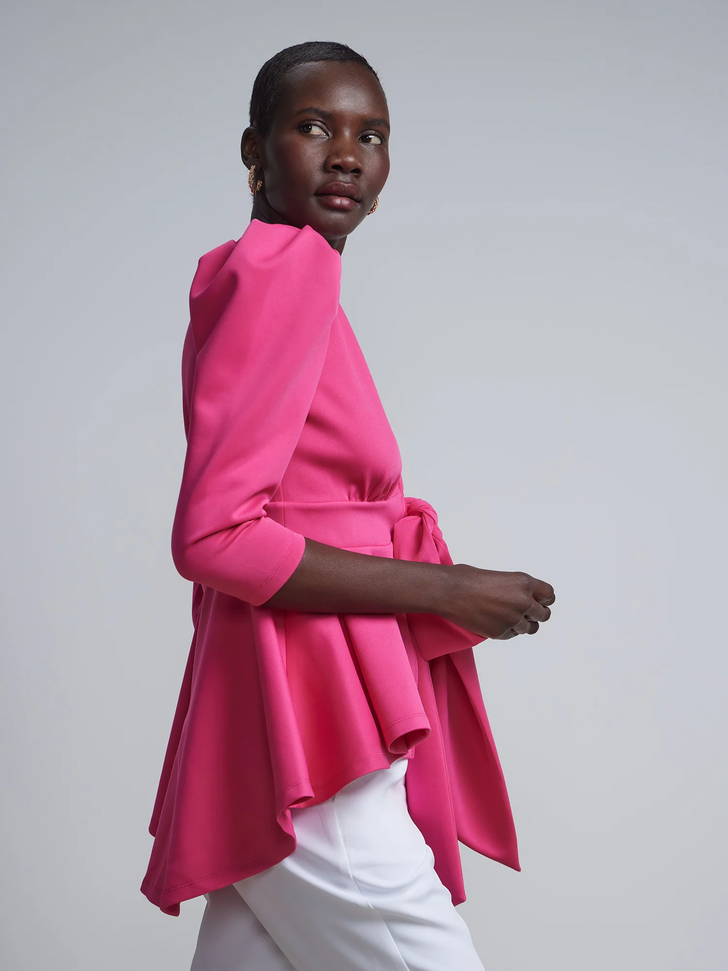 Bow-Waist Ruffle-Hem Top - Image 2