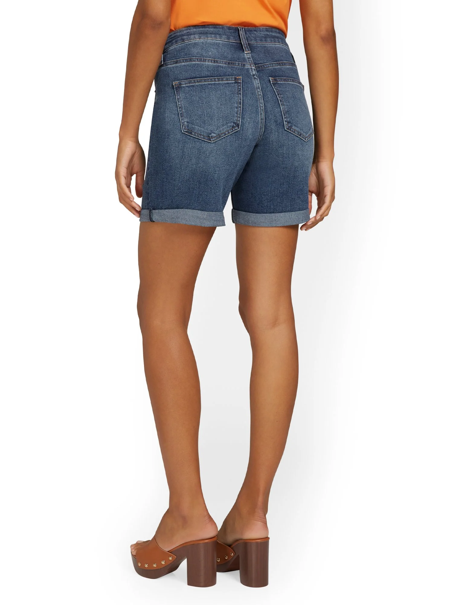 Boyfriend Denim 7-Inch Short - Dark Blue Wash - Image 3