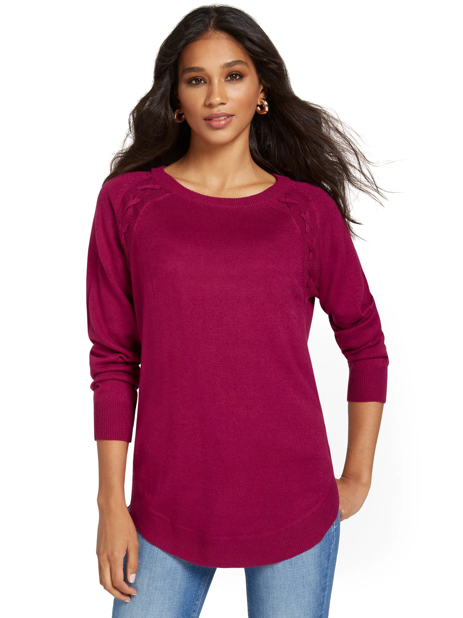 Braided Knit Tunic Sweater - Image 12