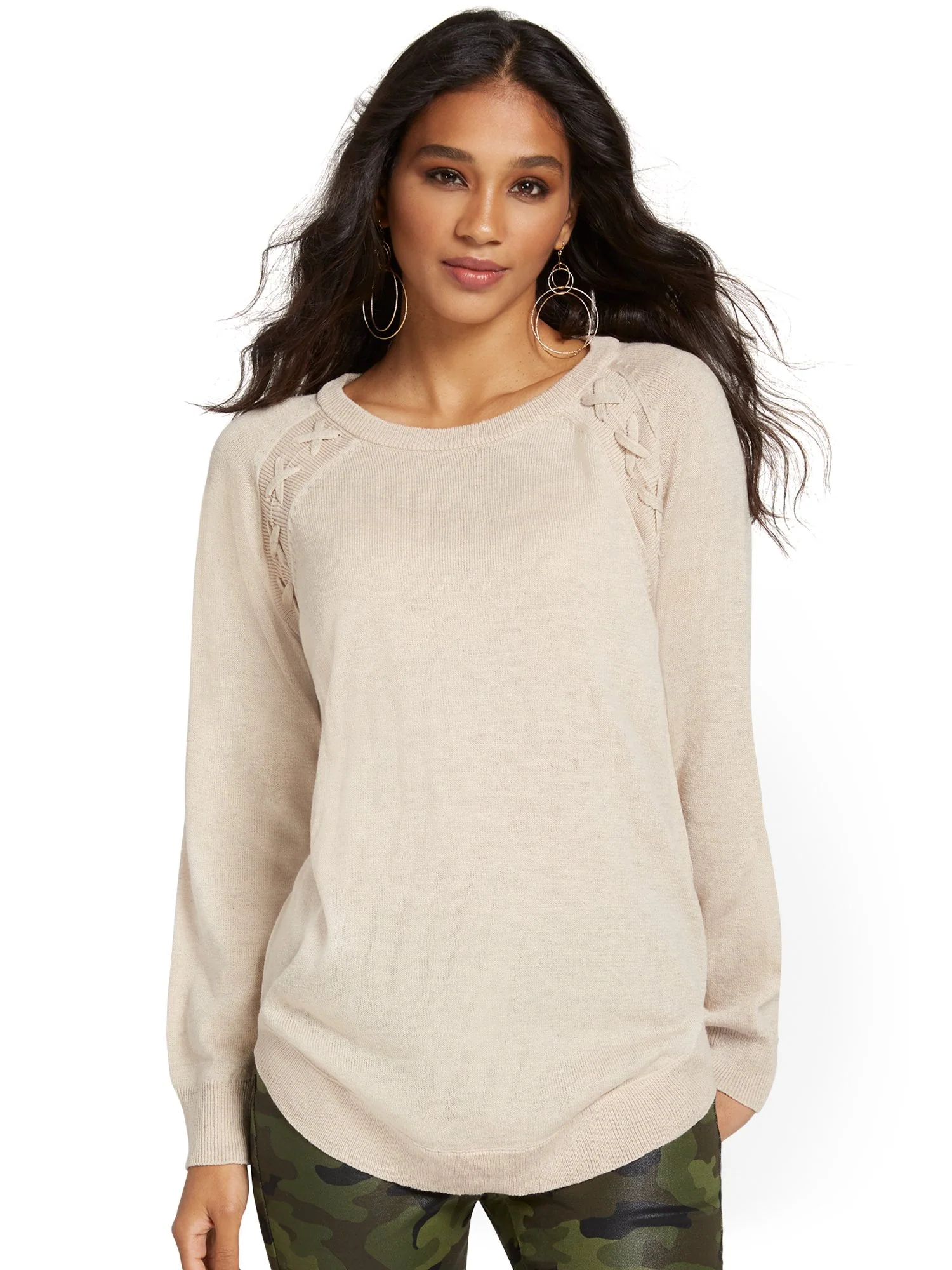 Braided Knit Tunic Sweater - Image 15