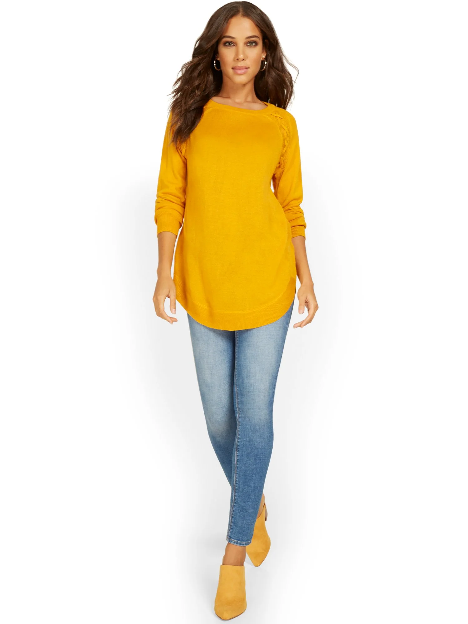 Braided Knit Tunic Sweater - Image 22