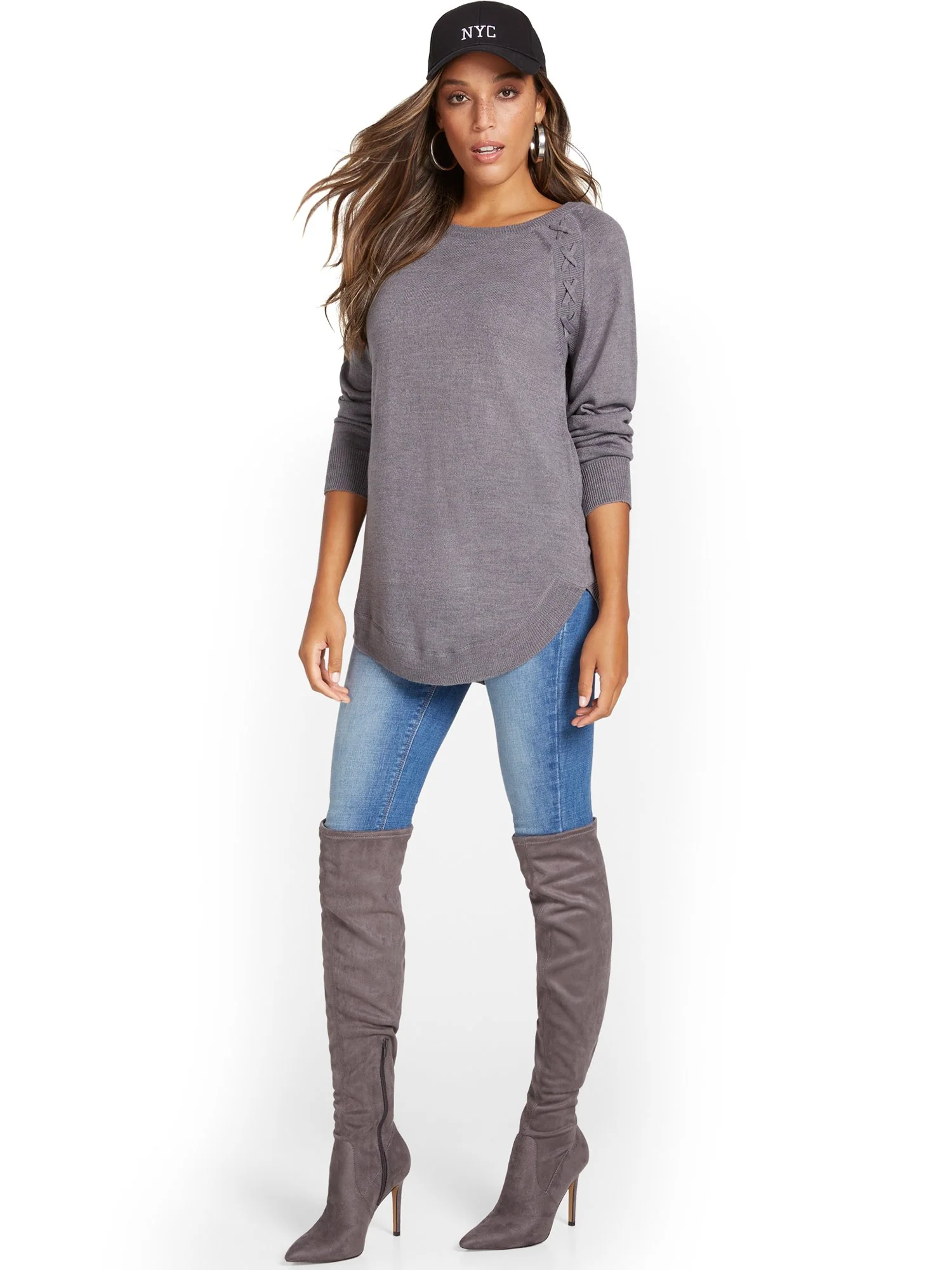 Braided Knit Tunic Sweater - Image 6