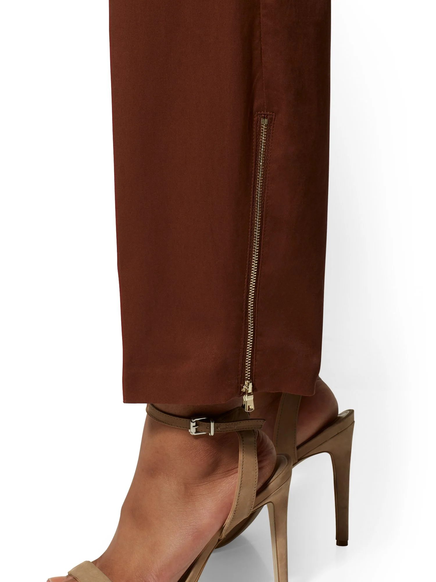 Brown Zip-Accent Wide-Leg Pant - 7th Avenue - Image 4