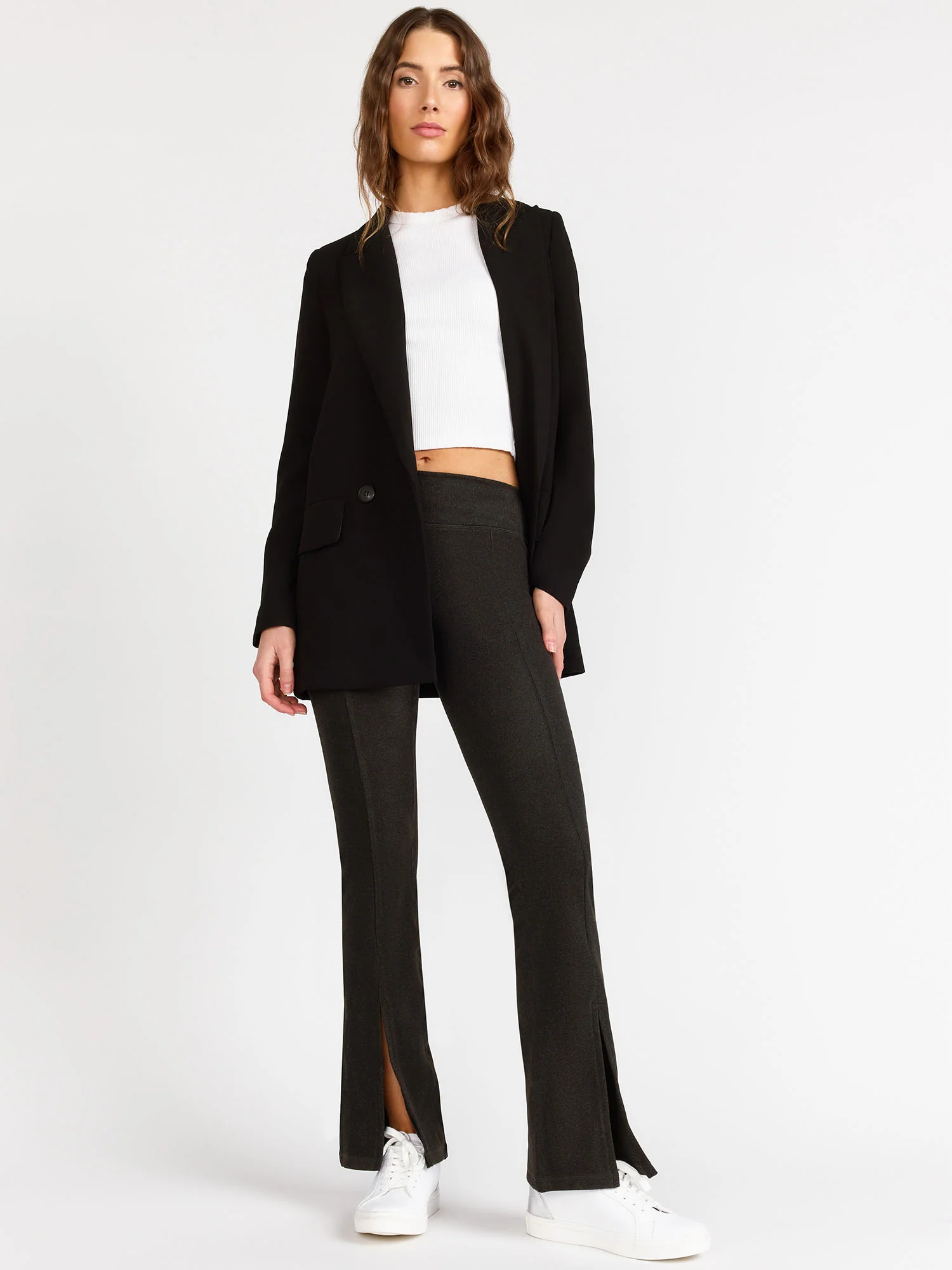 Mono B Brushed Rib Front Slit Flare Pants - Brands We Love - Image 3