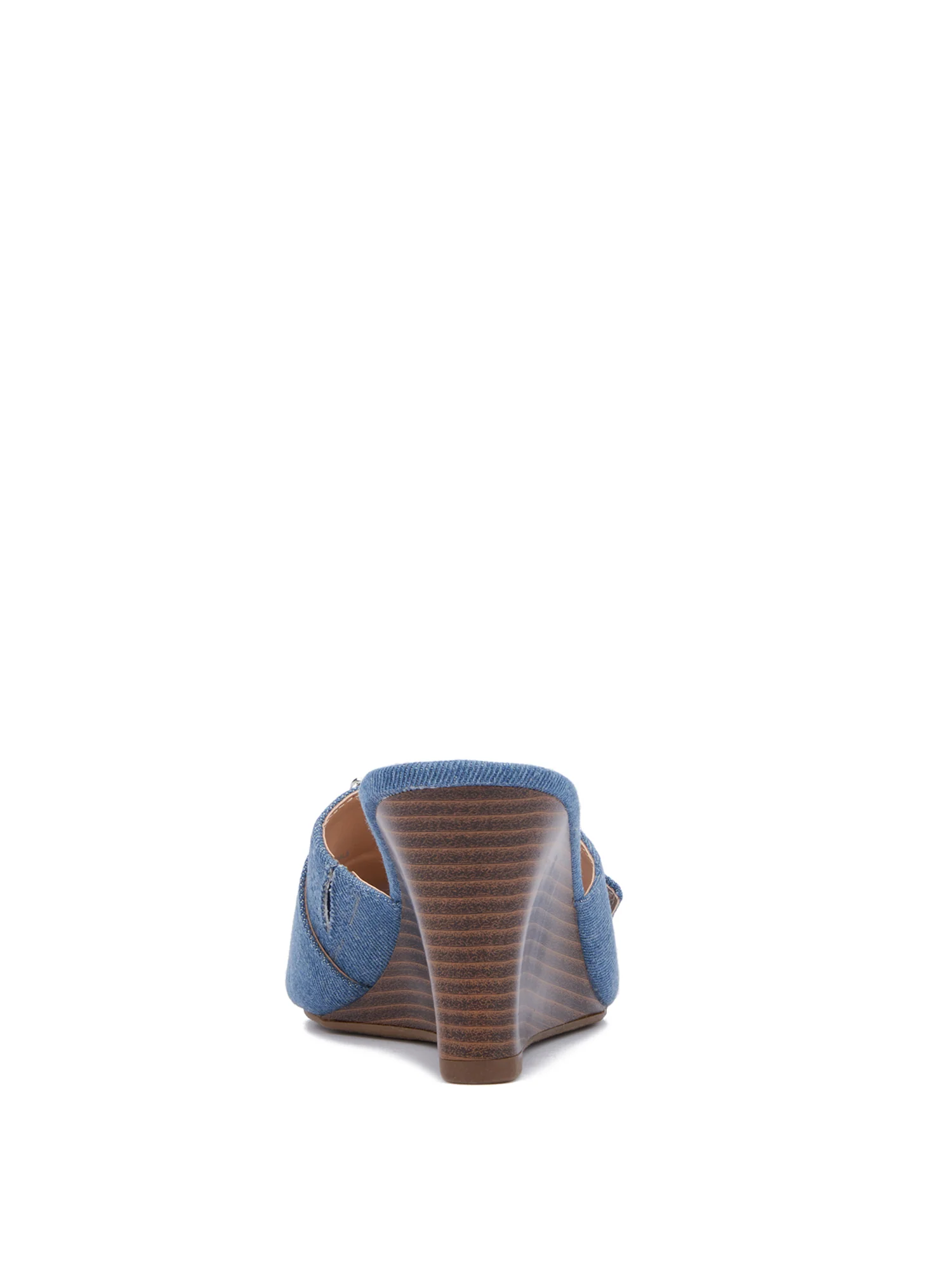 Buckle-Front Mule Wedge - Denim - Image 2