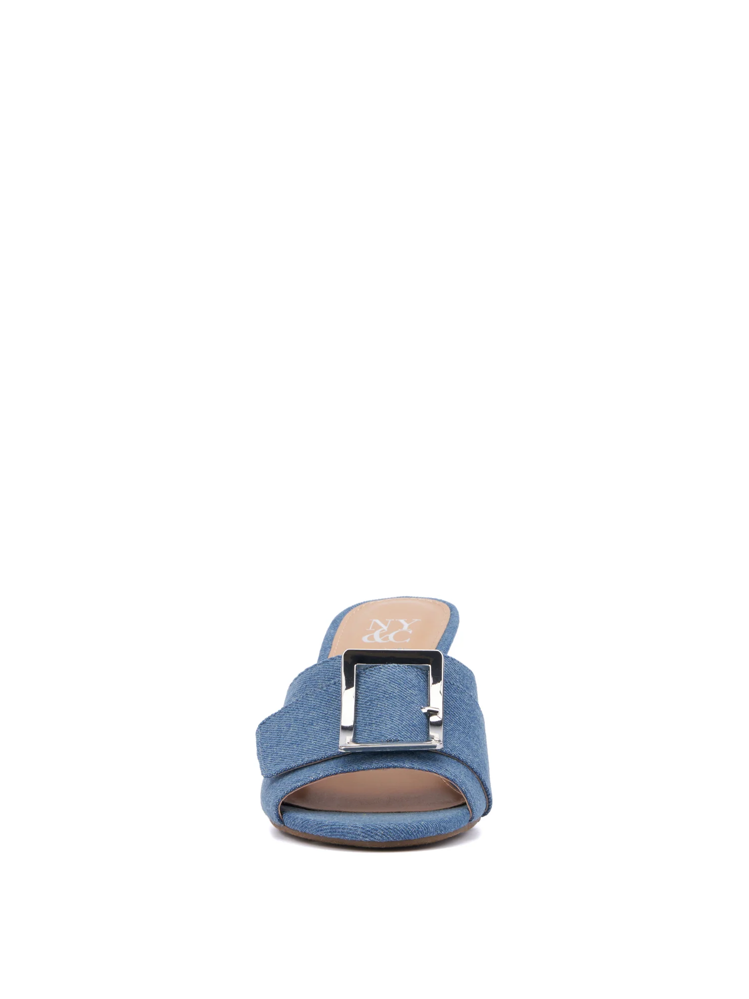 Buckle-Front Mule Wedge - Denim - Image 4