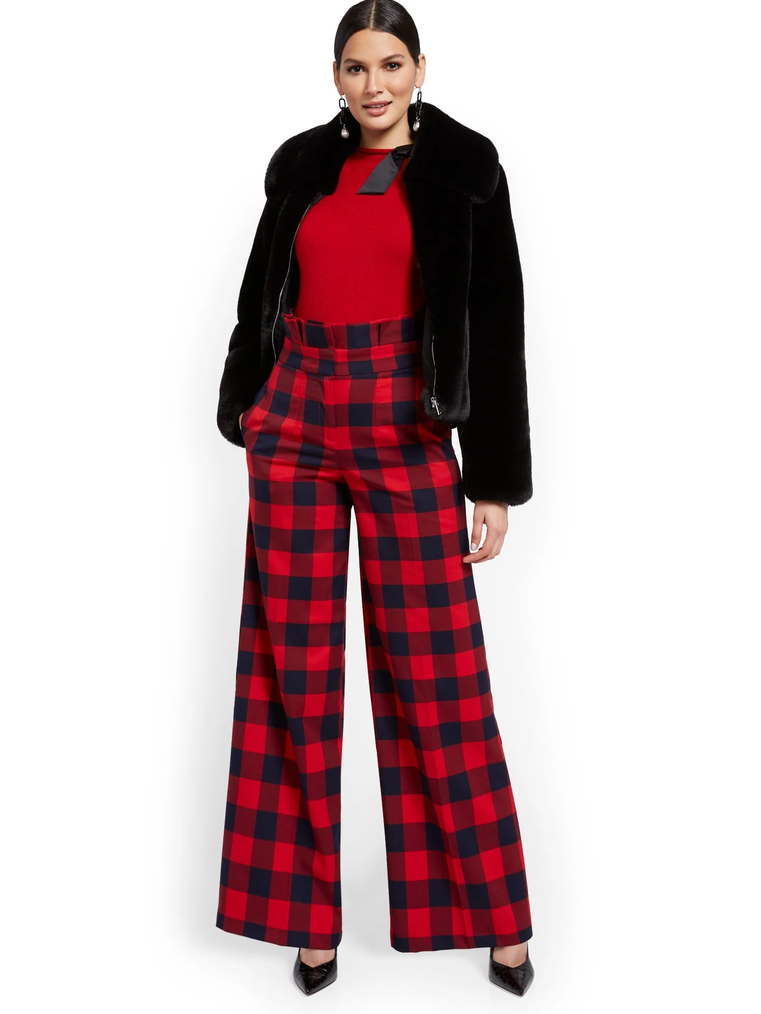 Buffalo Check Paperbag-Waist Pant - Image 4
