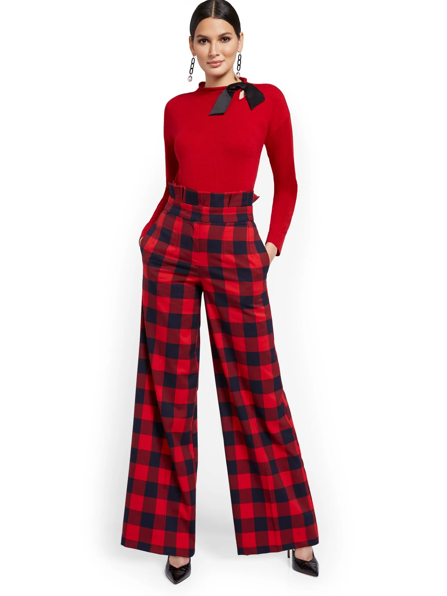 Buffalo Check Paperbag-Waist Pant - Image 5