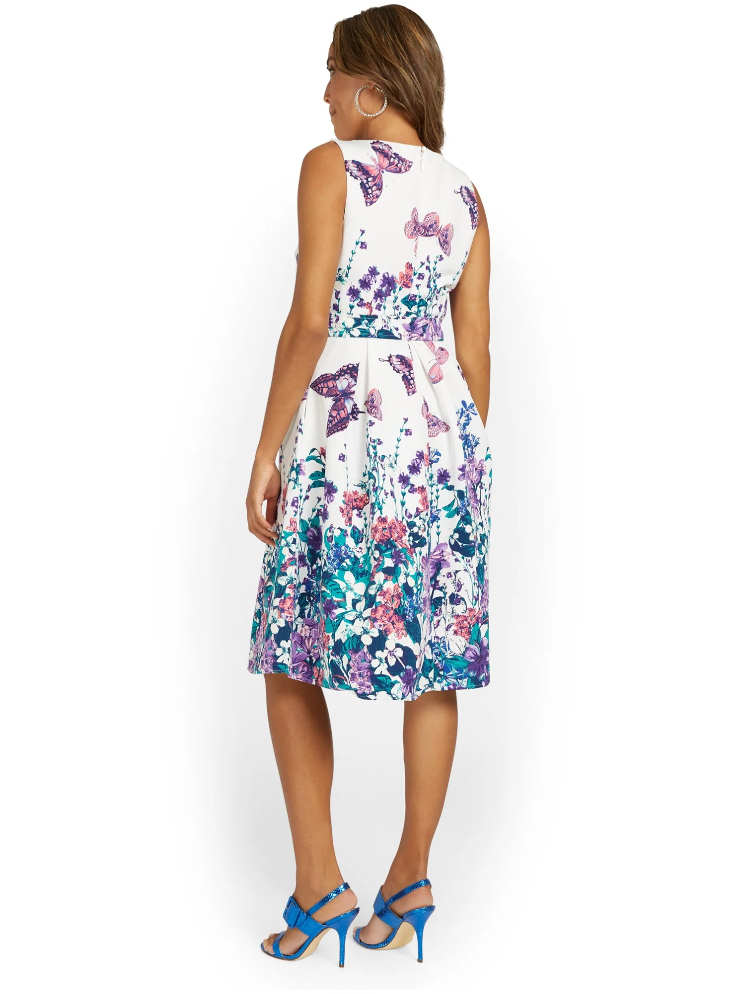 Butterfly-Print Flare Dress - Image 3