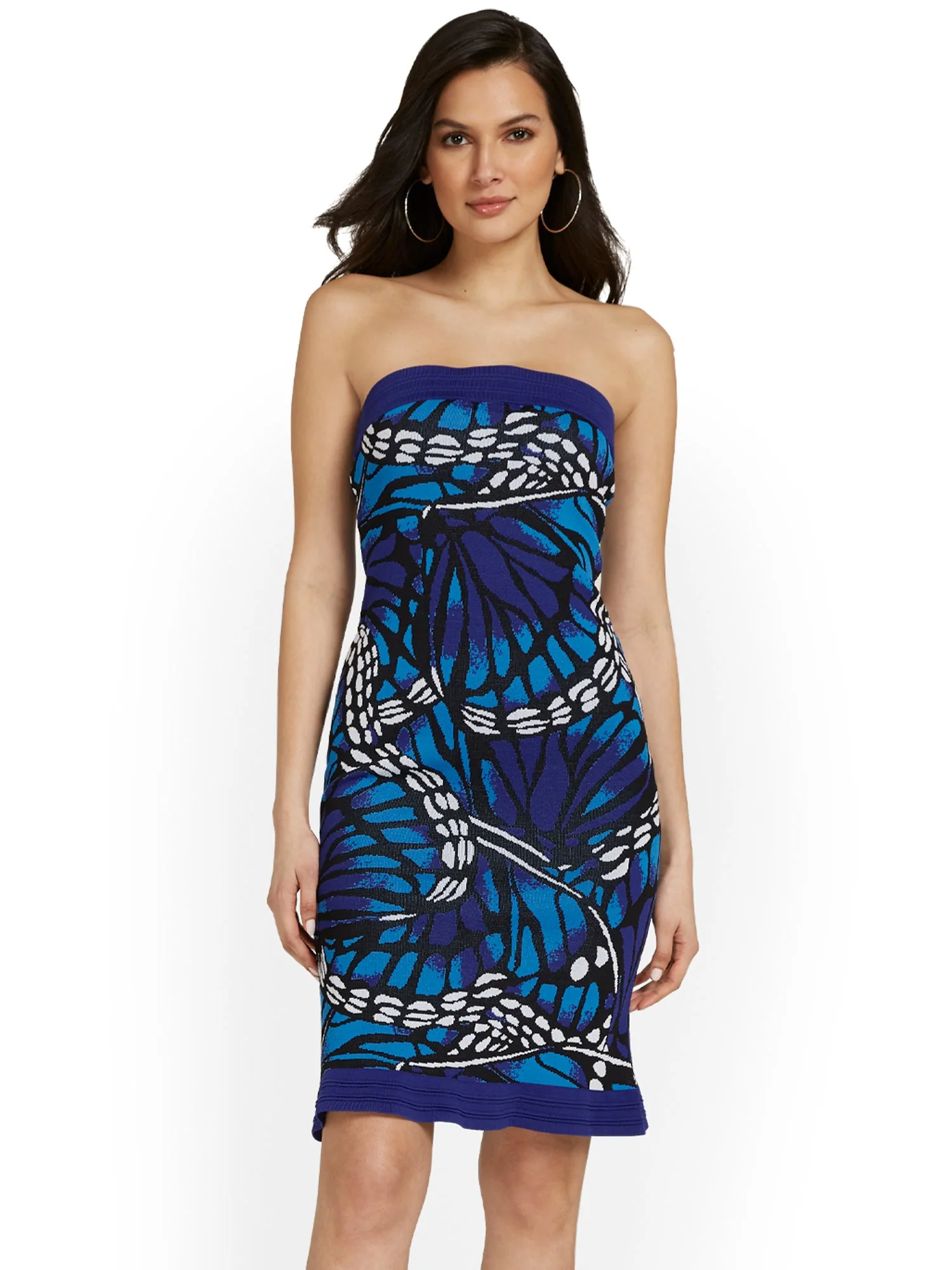 Butterfly-Print Strapless Sweater Dress - Image 2