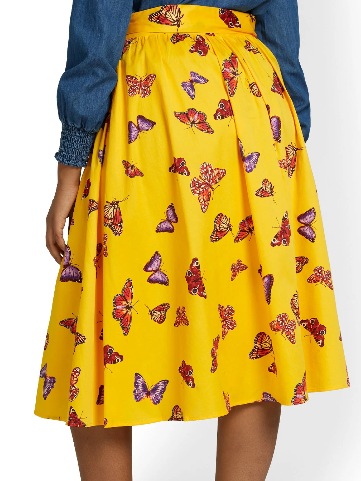 Butterfly-Print Tie-Waist Midi Skirt - Image 3