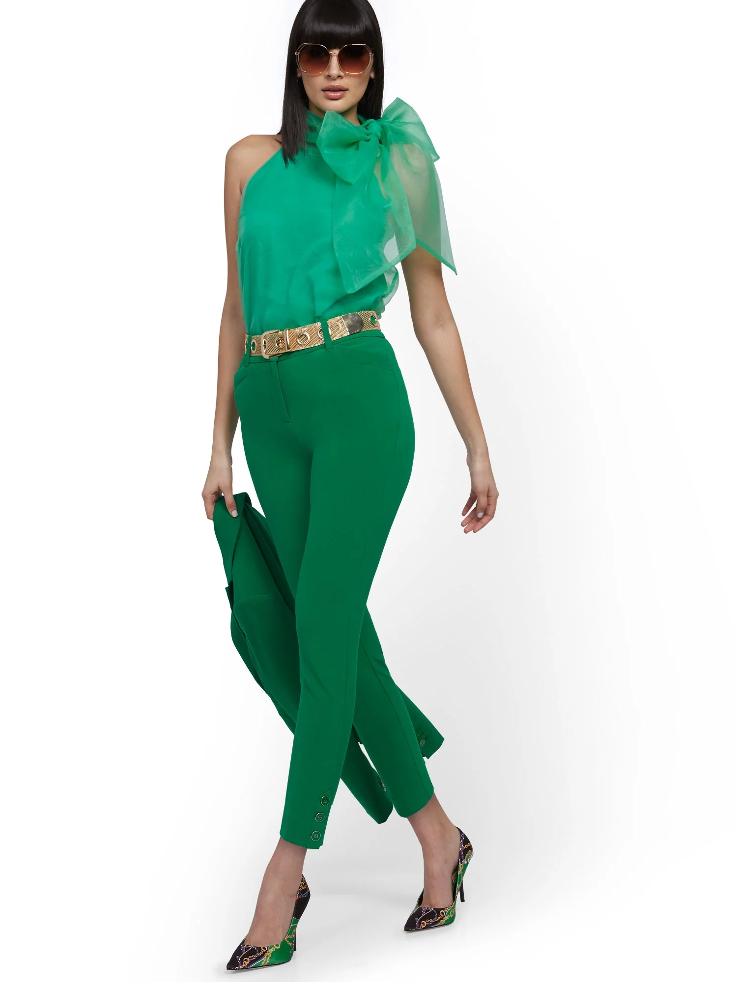 Button-Accent Ankle Pant - Modern Fit - Double Stretch - 7th Avenue - Image 19