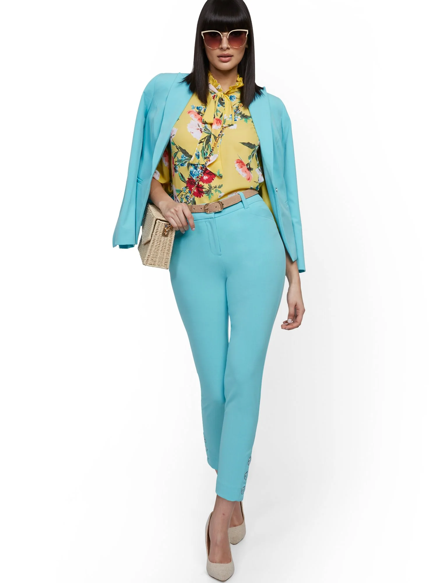 Button-Accent Ankle Pant - Modern Fit - Double Stretch - 7th Avenue - Image 24