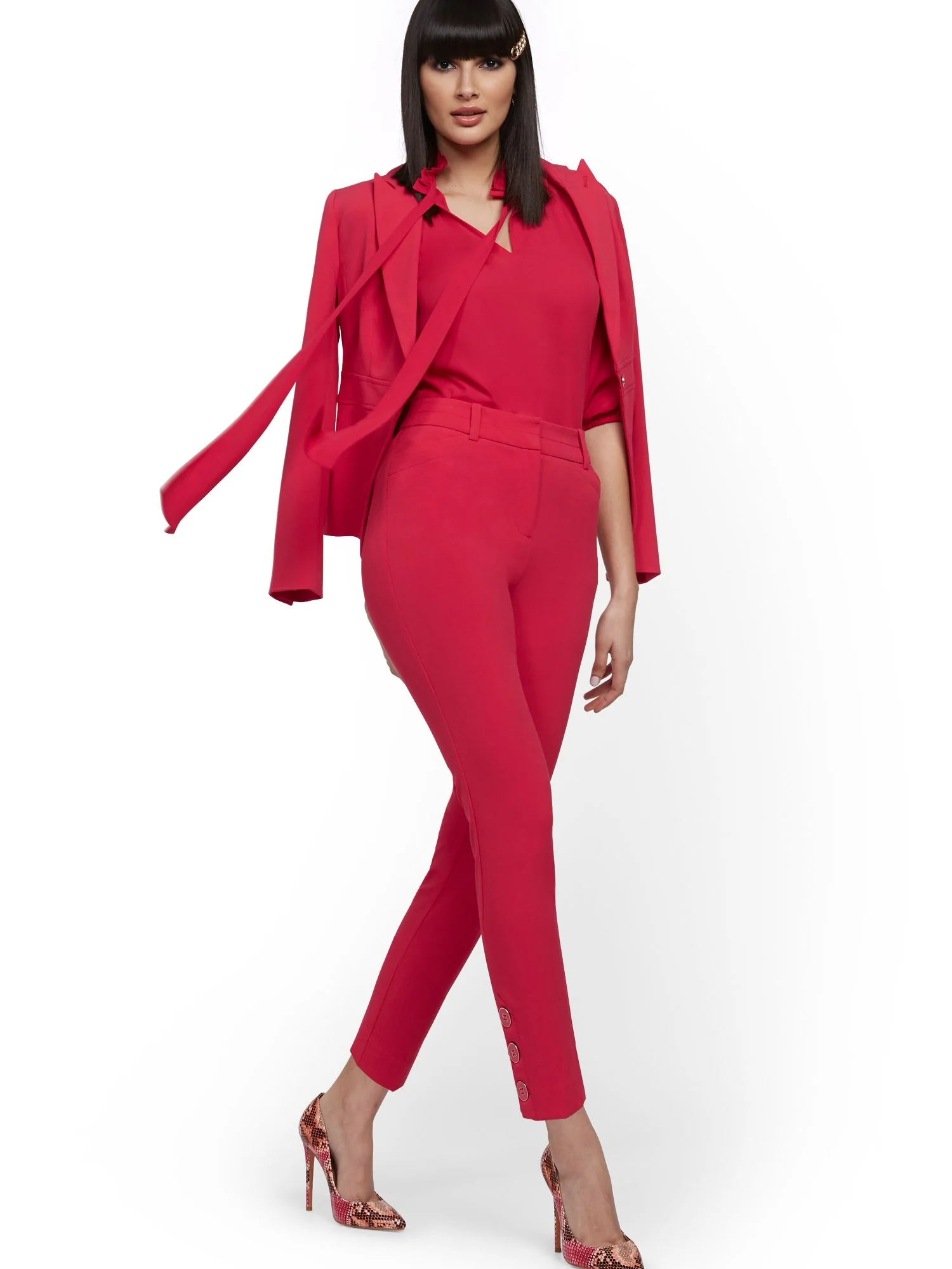 Button-Accent Ankle Pant - Modern Fit - Double Stretch - 7th Avenue - Image 6