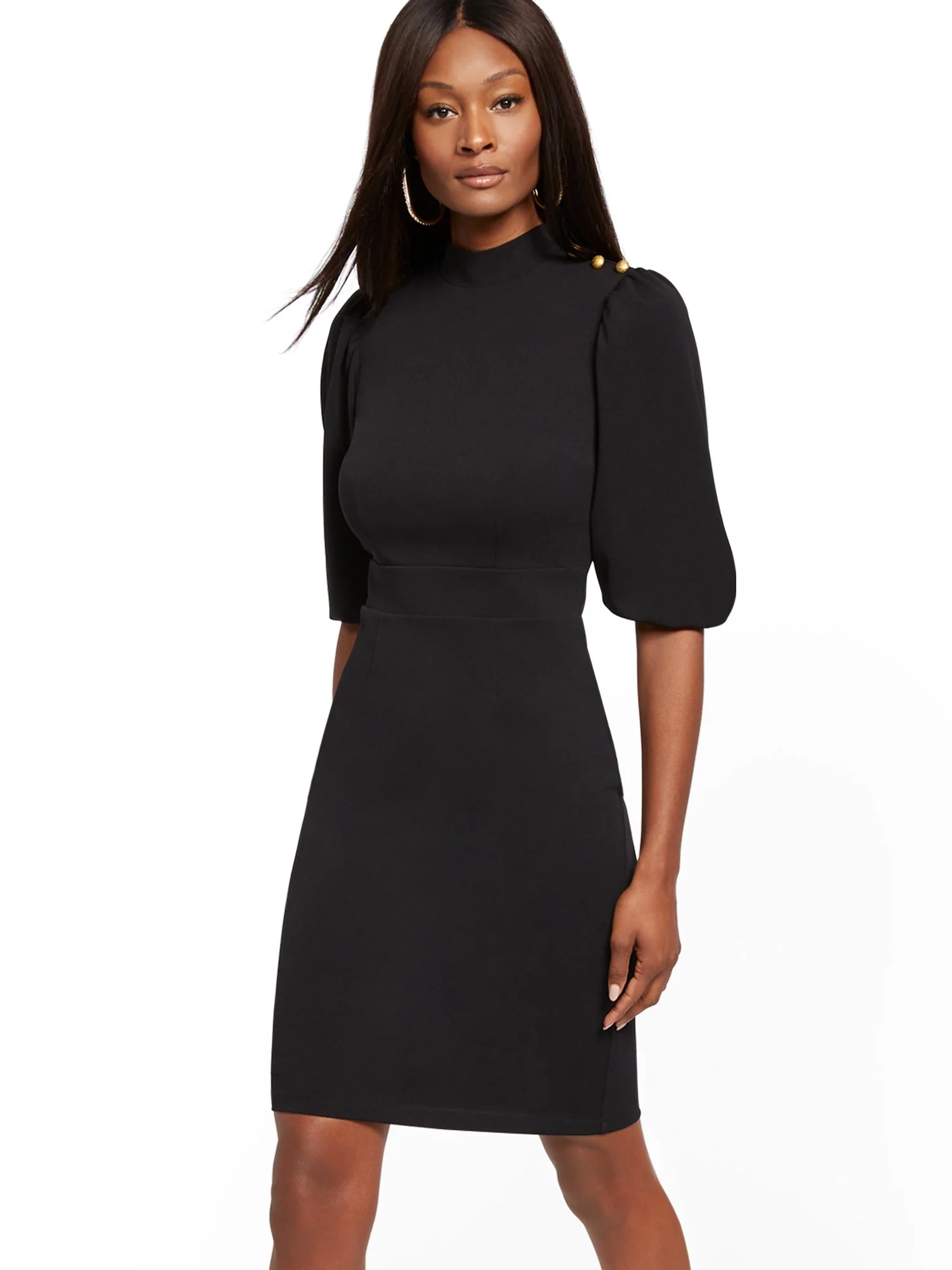Button-Accent Sheath Dress - Magic Crepe® - Image 2