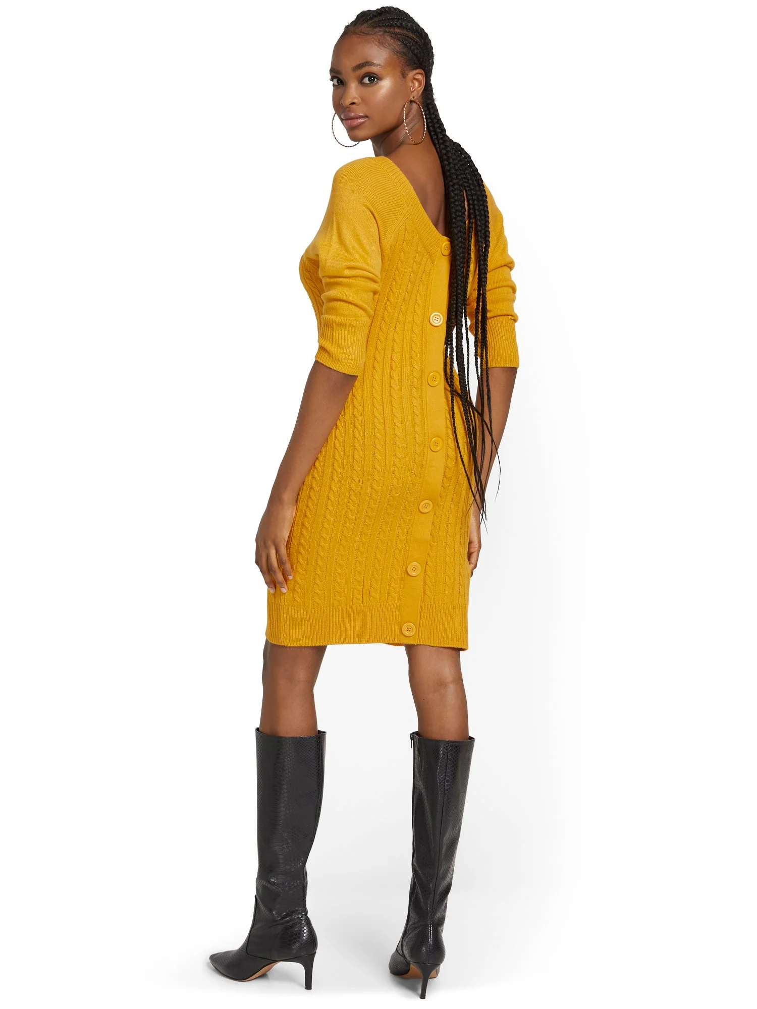 Button-Back Cable Sweater Dress - Image 14
