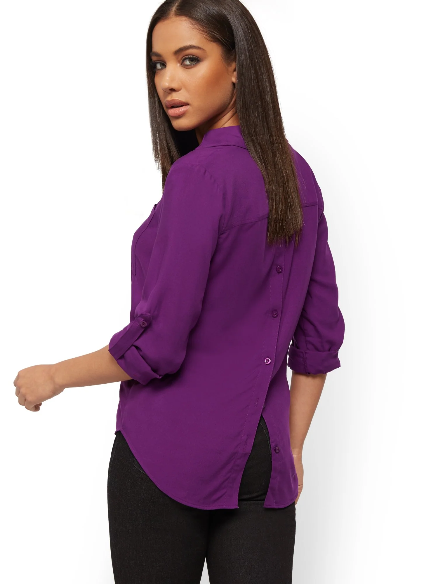 Button-Back Shirt - Soho Soft Blouse