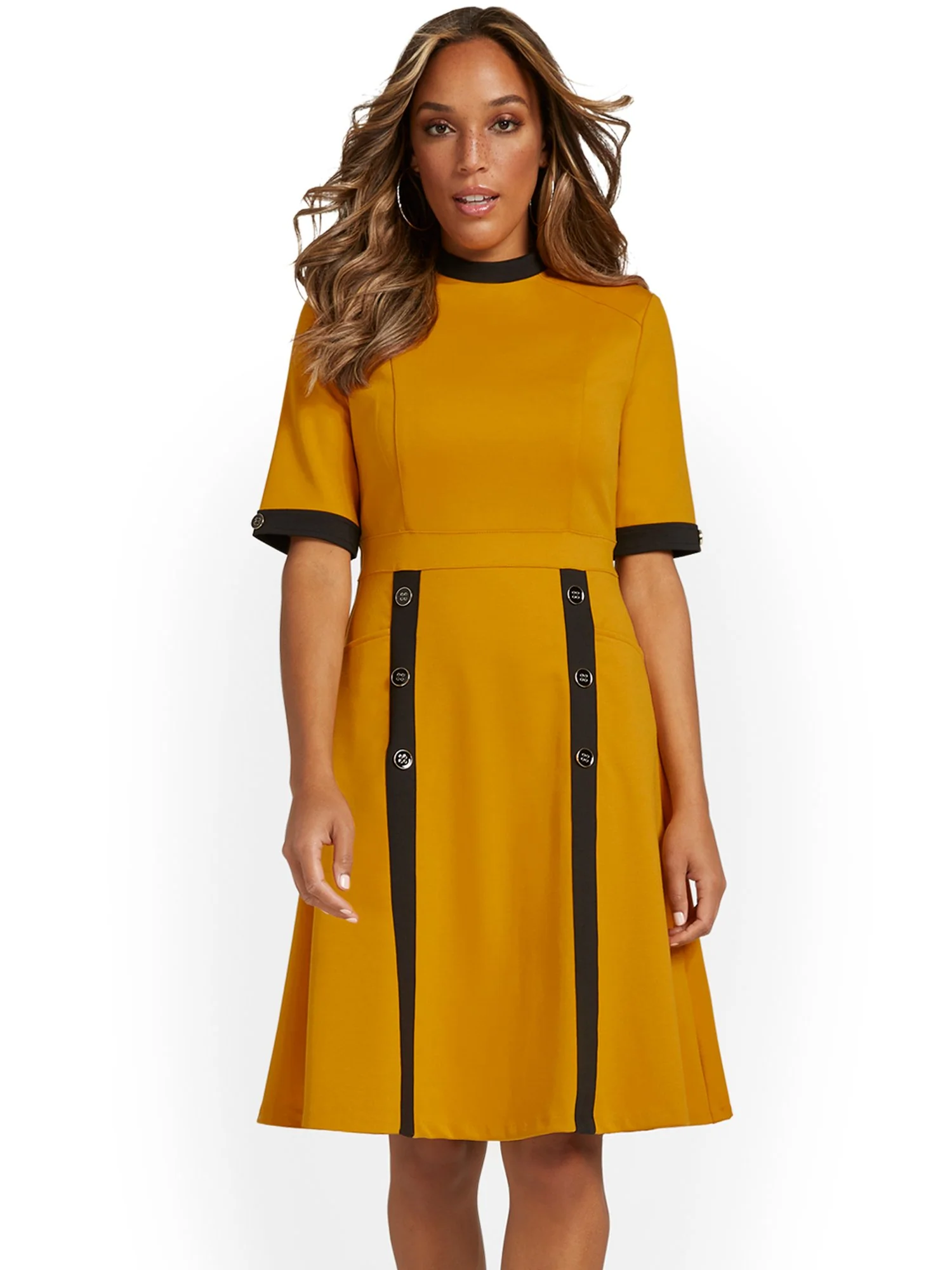 Button-Detail Colorblock Dress - Superflex - Image 2