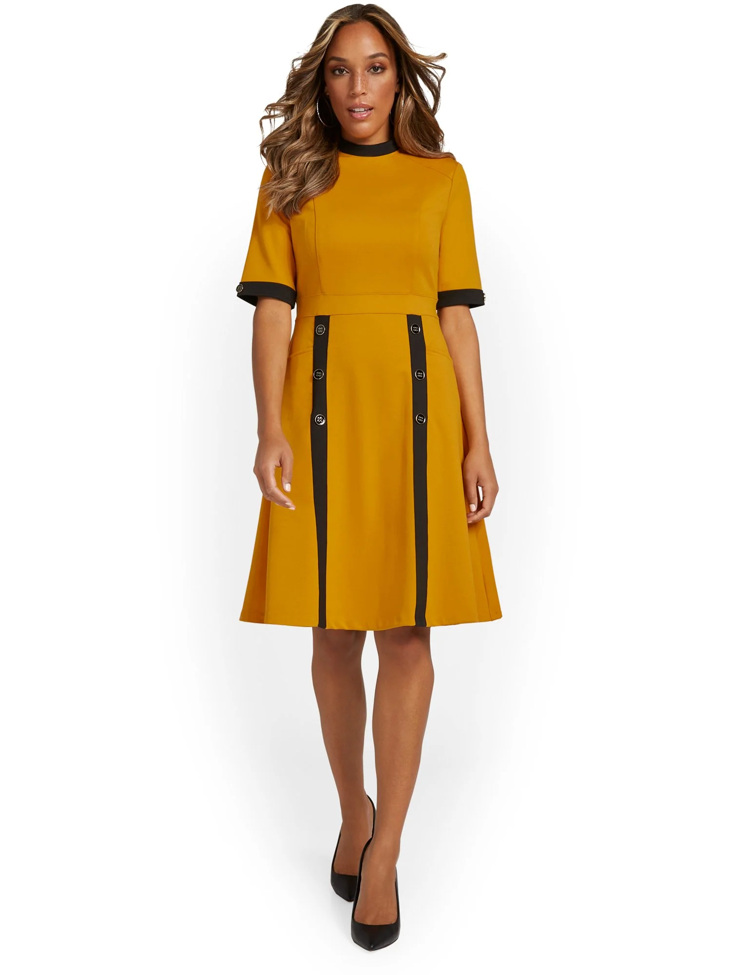 Button-Detail Colorblock Dress - Superflex - Image 4