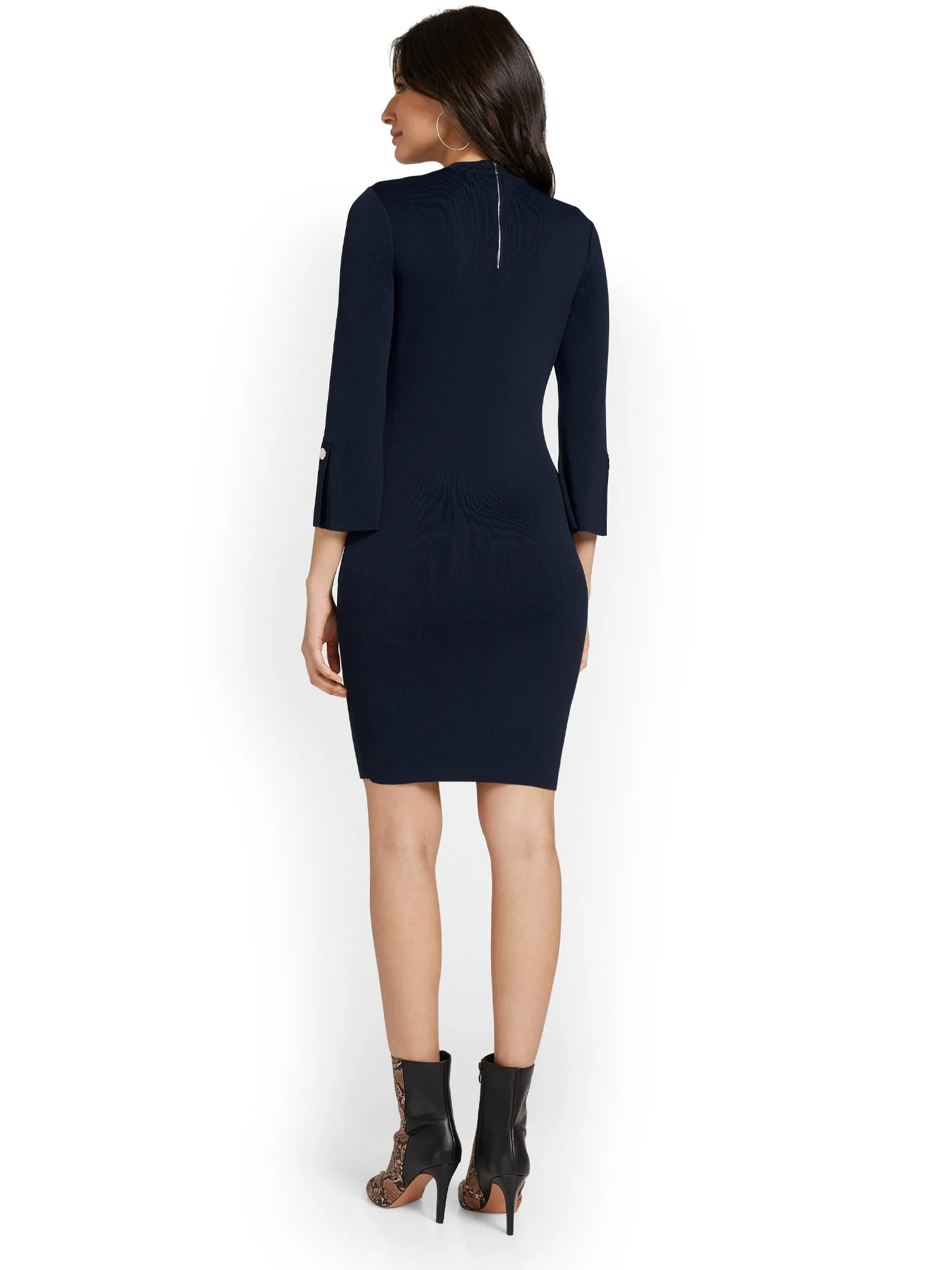 Button-Detail Cut-Out Sweater Dress - Image 3