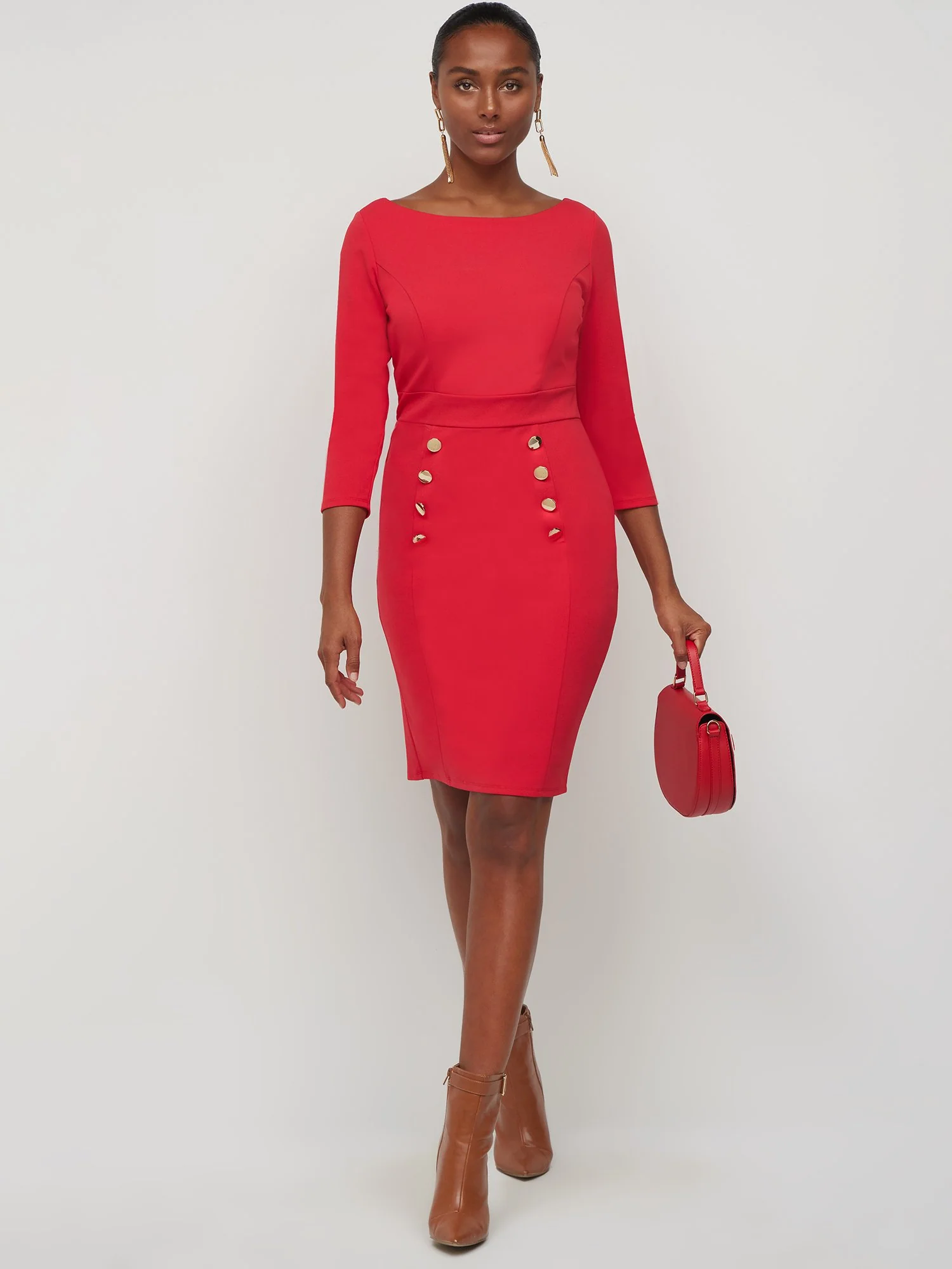 Button-Detail Sheath Dress - Magic Crepe® - Image 8