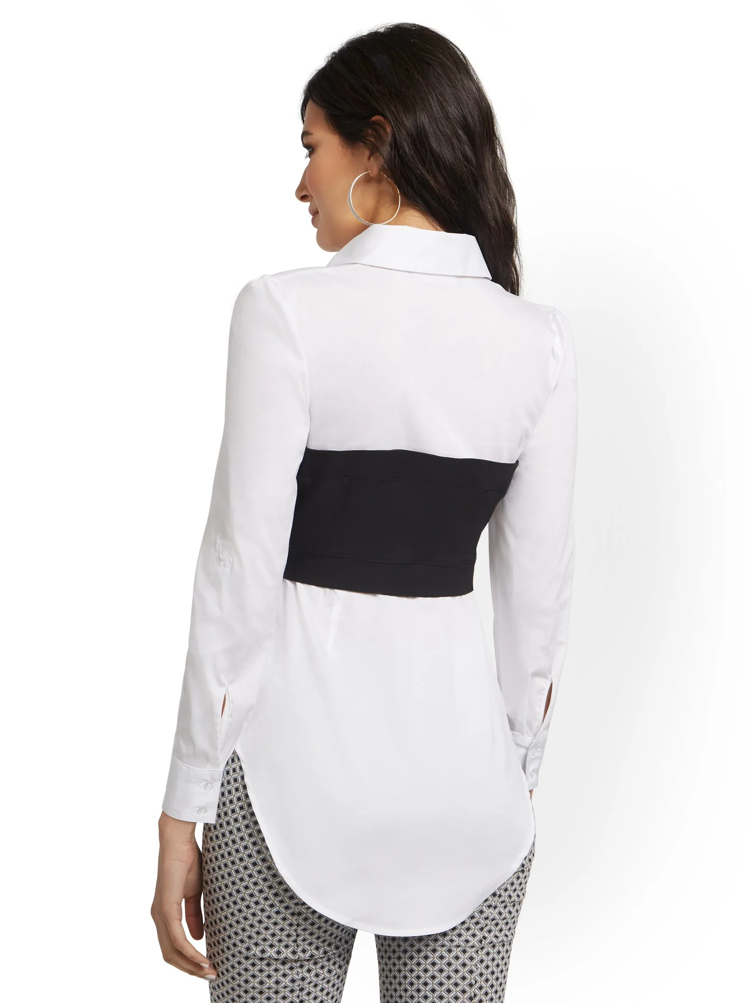 Button-Down Bustier Twofer Top - Image 3