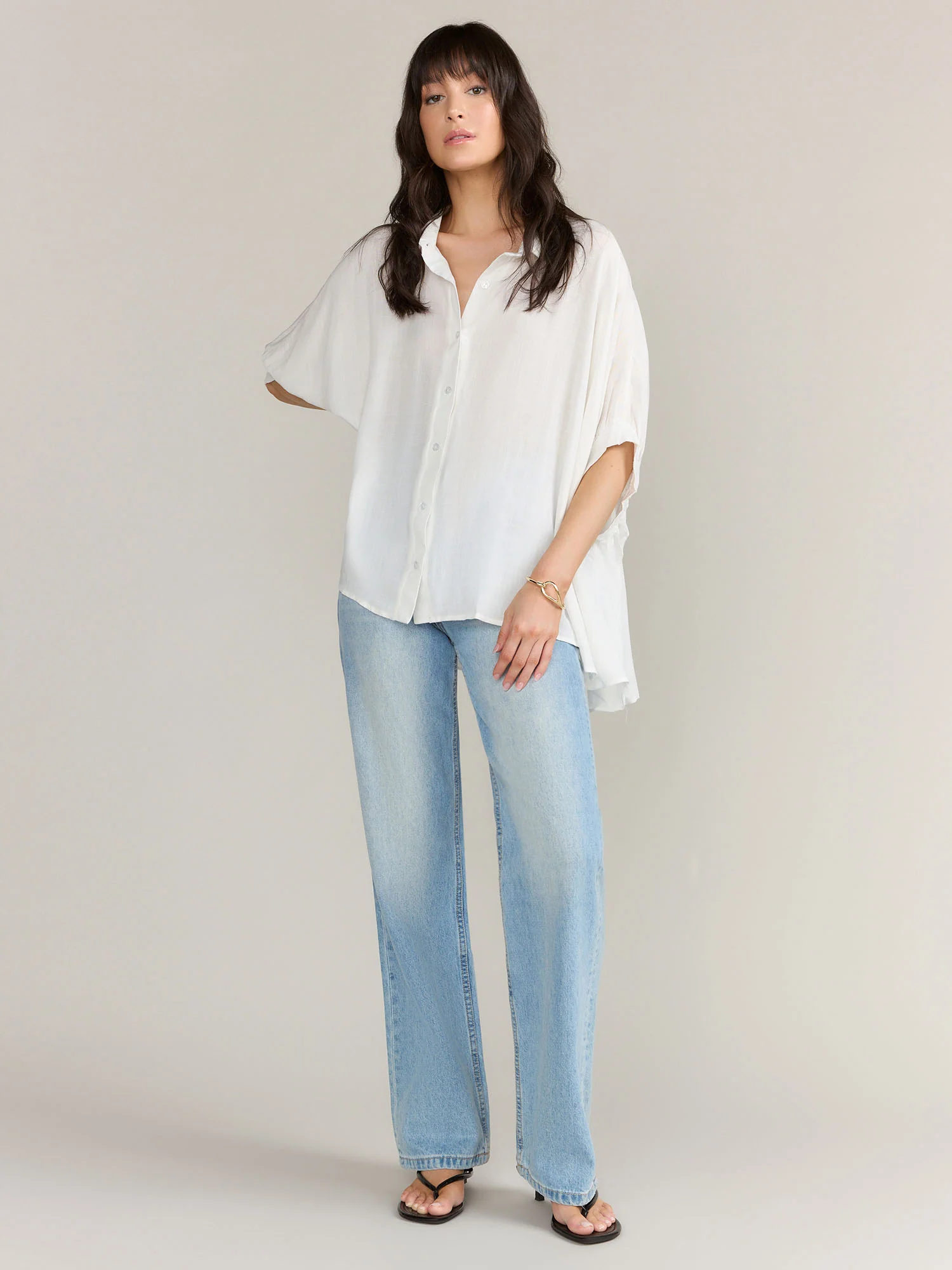 Charlotte Avery Button Down High Low Textured Oversized Shirt - Brands We Love - Image 5