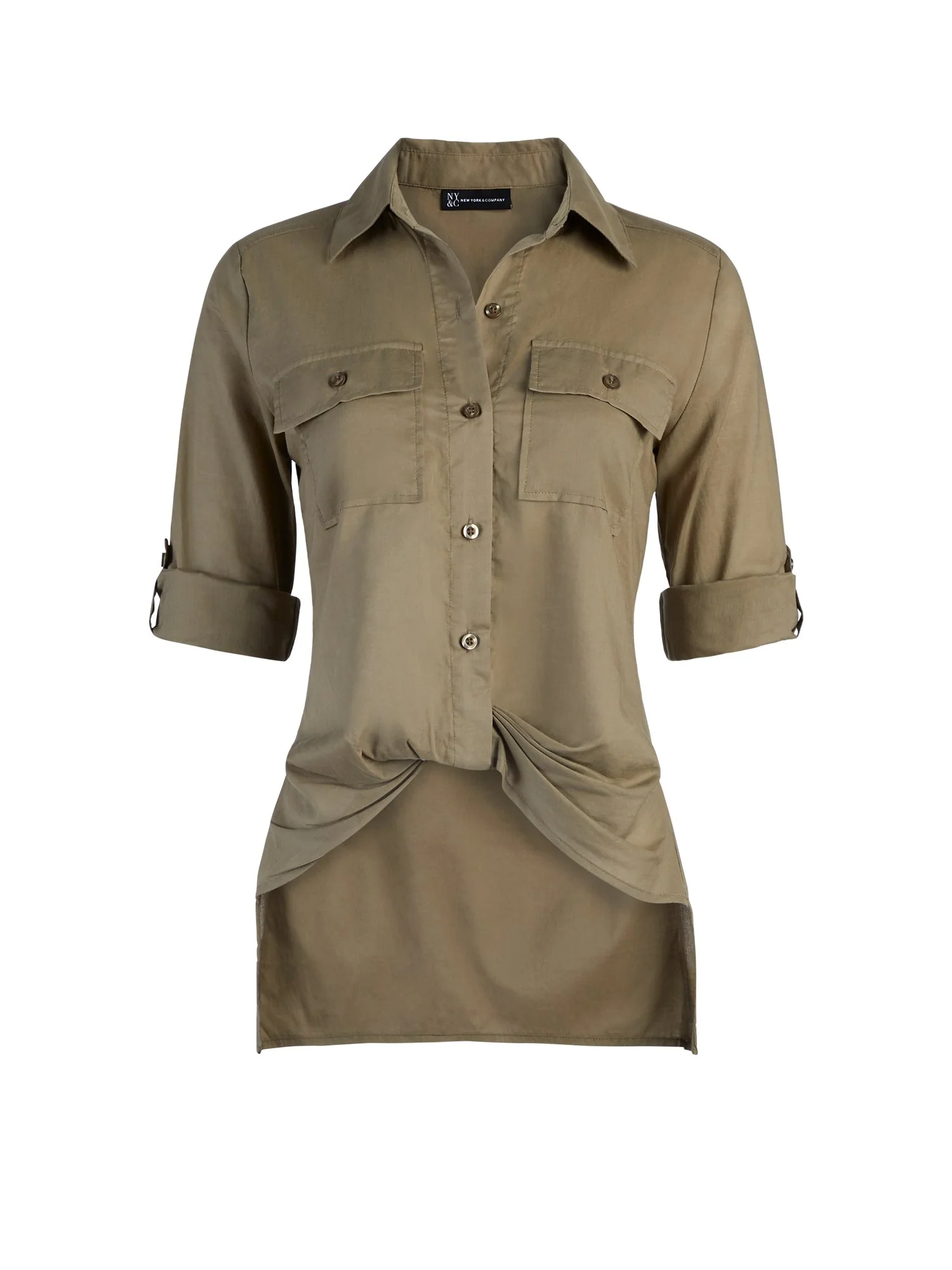 Button-Down Twist-Front Shirt - Image 6