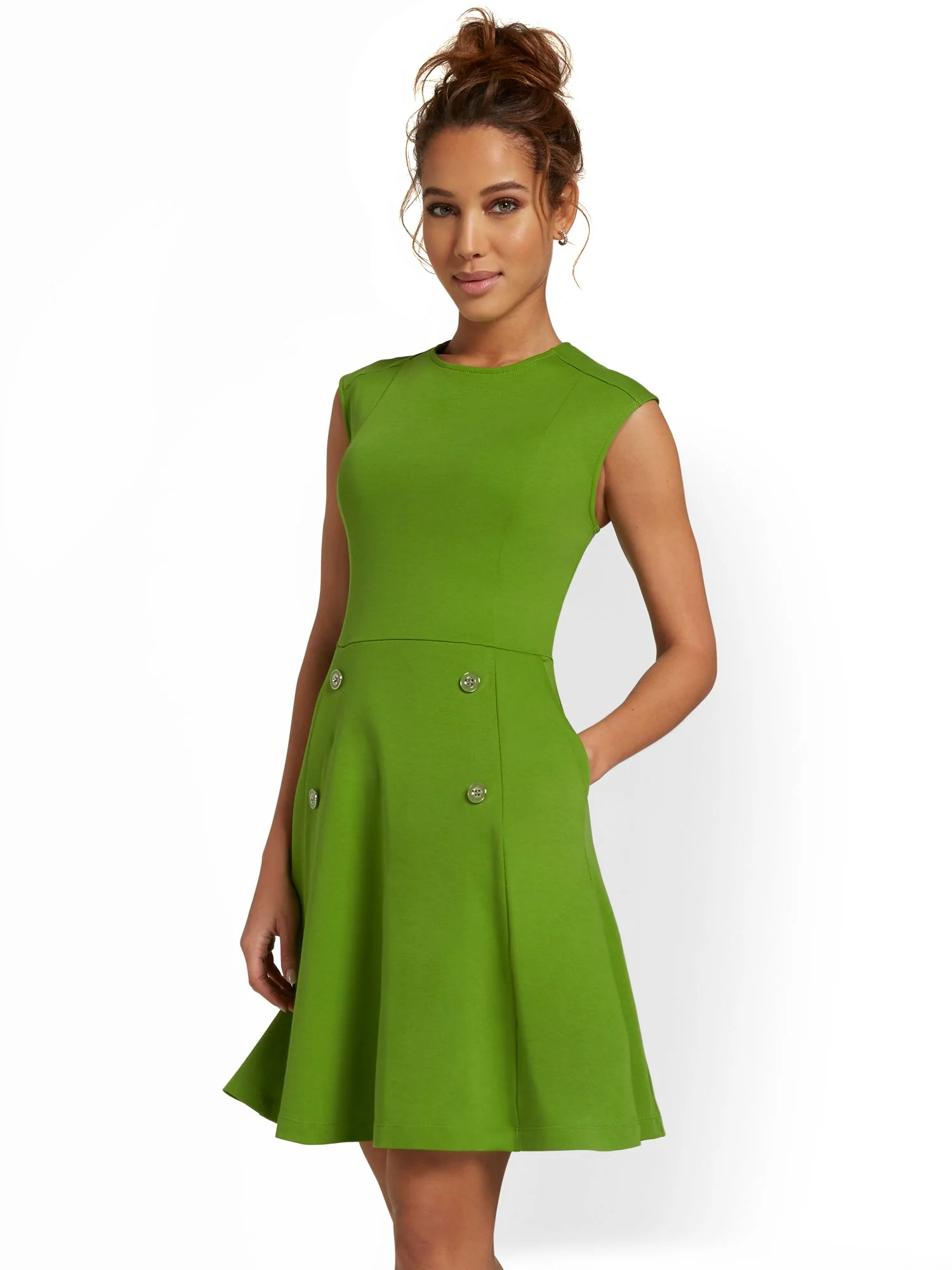 Button-Front Flare Dress - City Knits - Image 3
