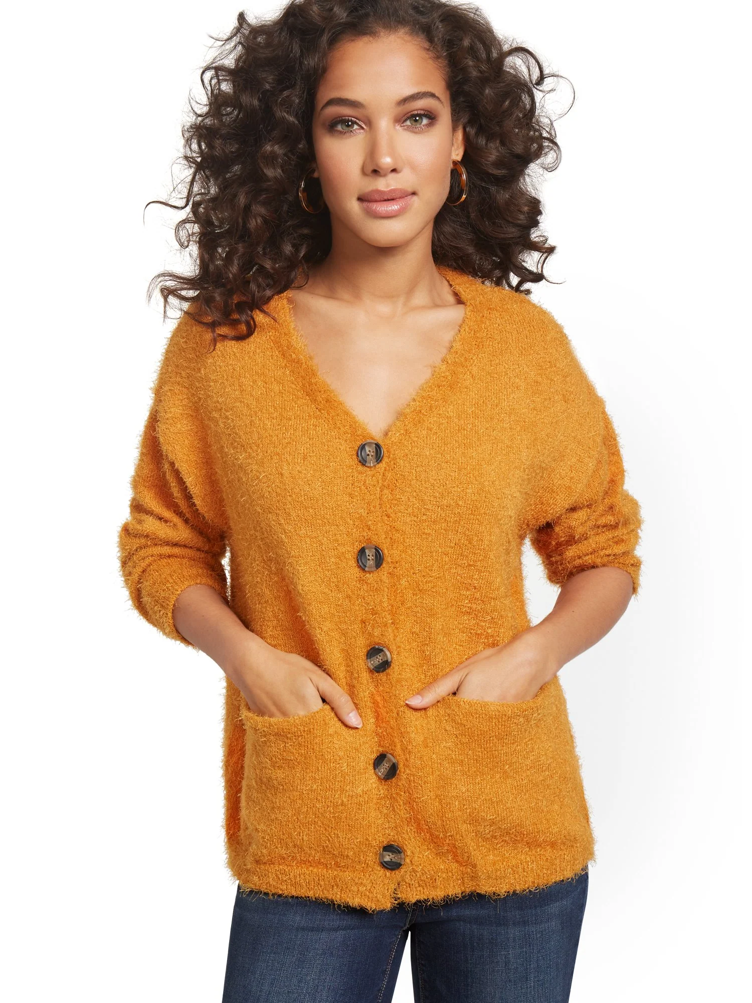 Button-Front Fuzzy Cardigan - Image 5