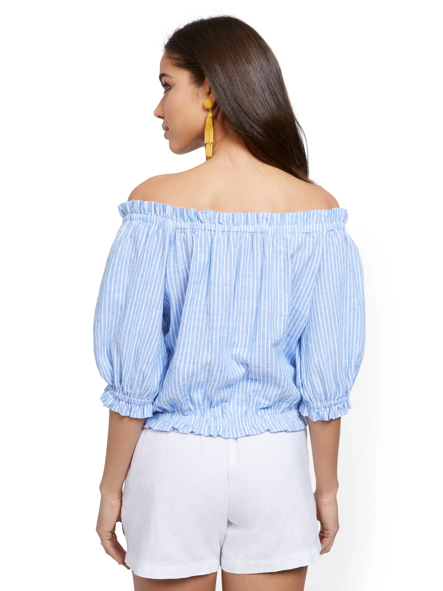 Button-Front Off-The-Shoulder Top - Image 3