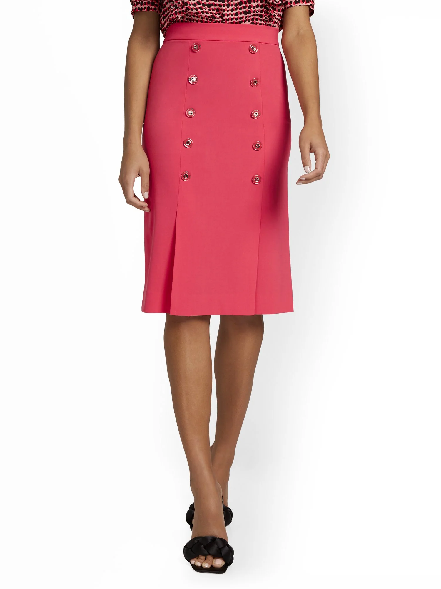 Button-Front Pencil Skirt - Essential Stretch - Image 12