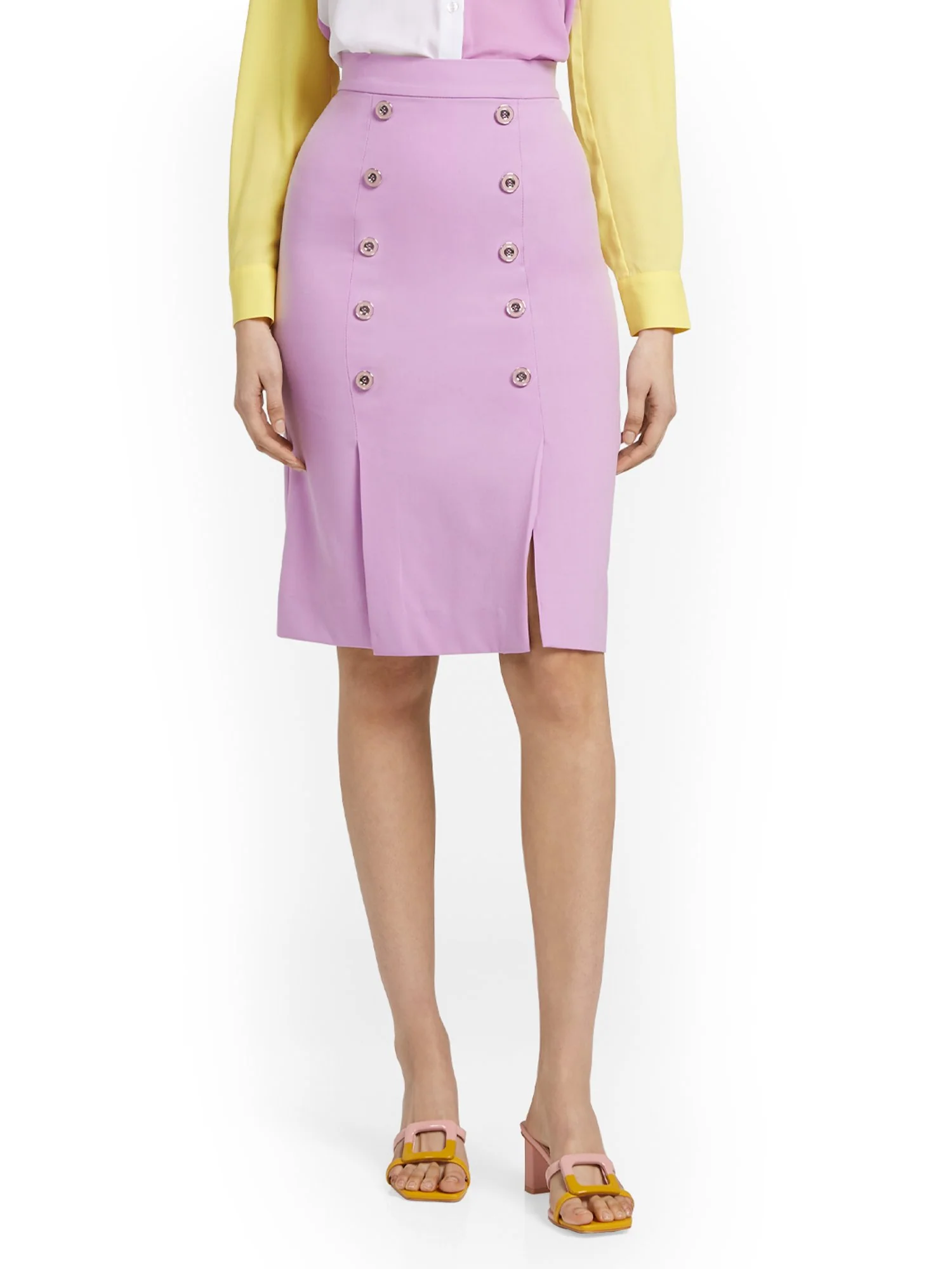Button-Front Pencil Skirt - Essential Stretch - Image 7
