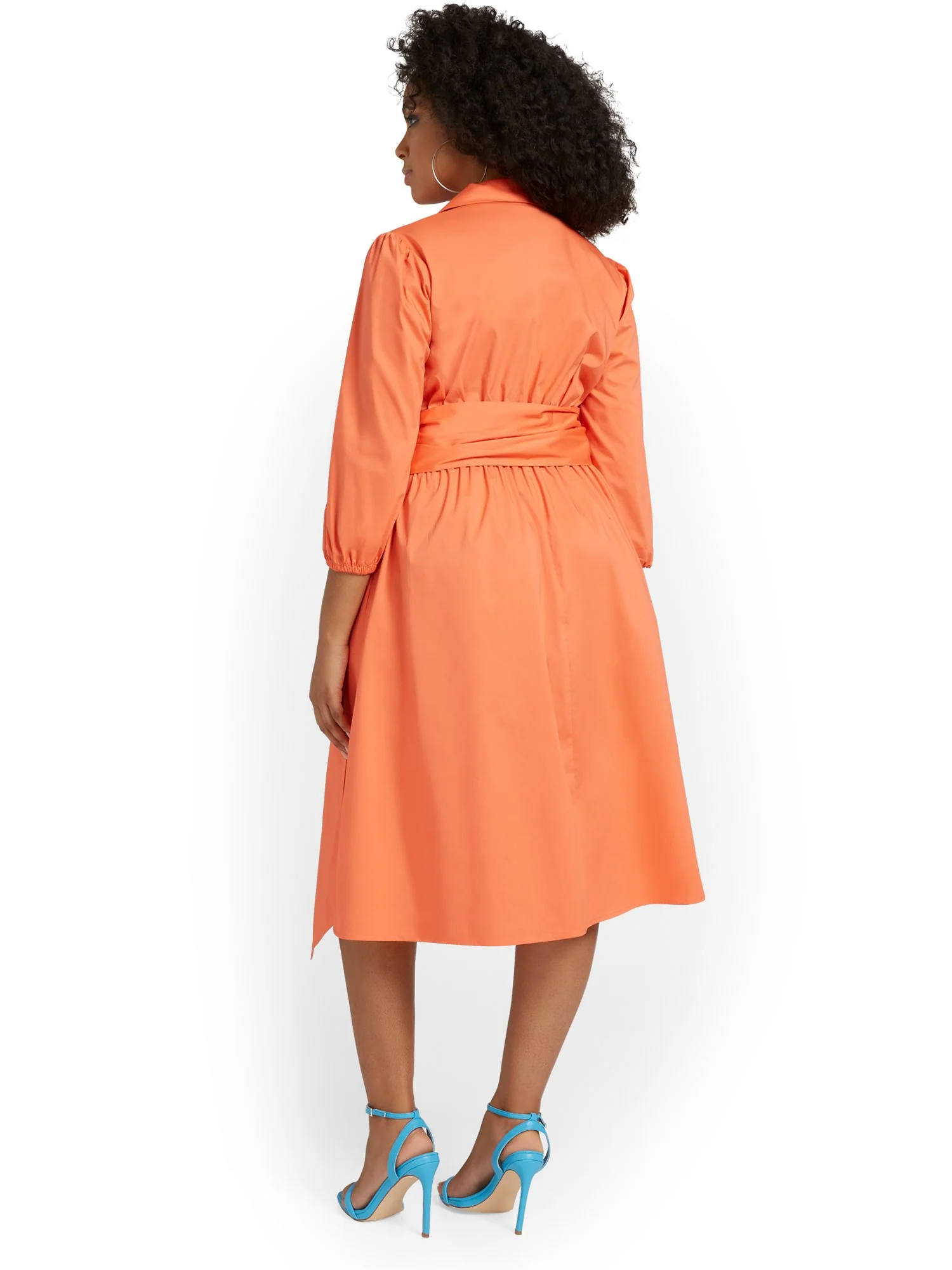 Button-Front Poplin Flare Shirtdress - Image 3