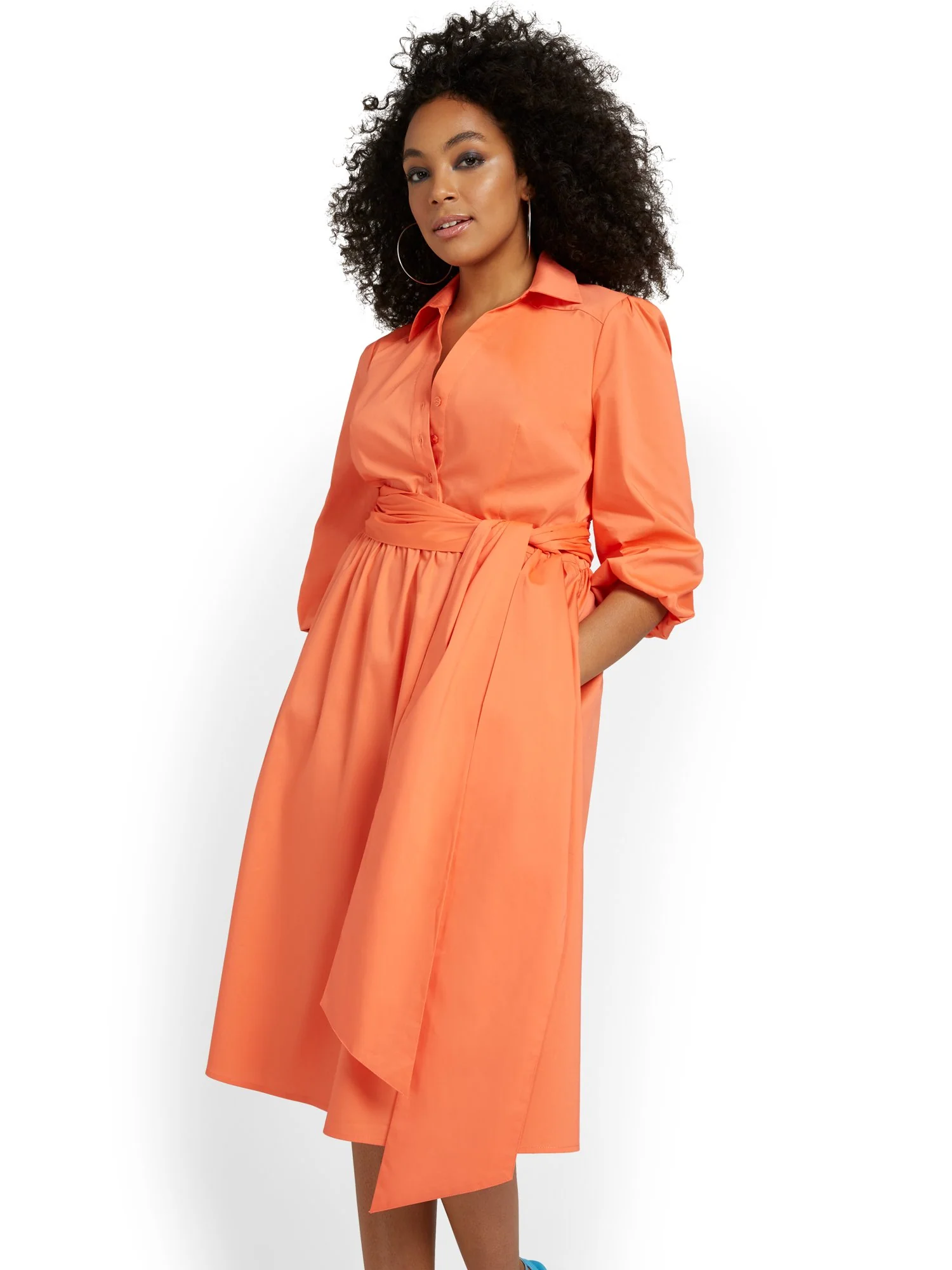 Button-Front Poplin Flare Shirtdress - Image 4