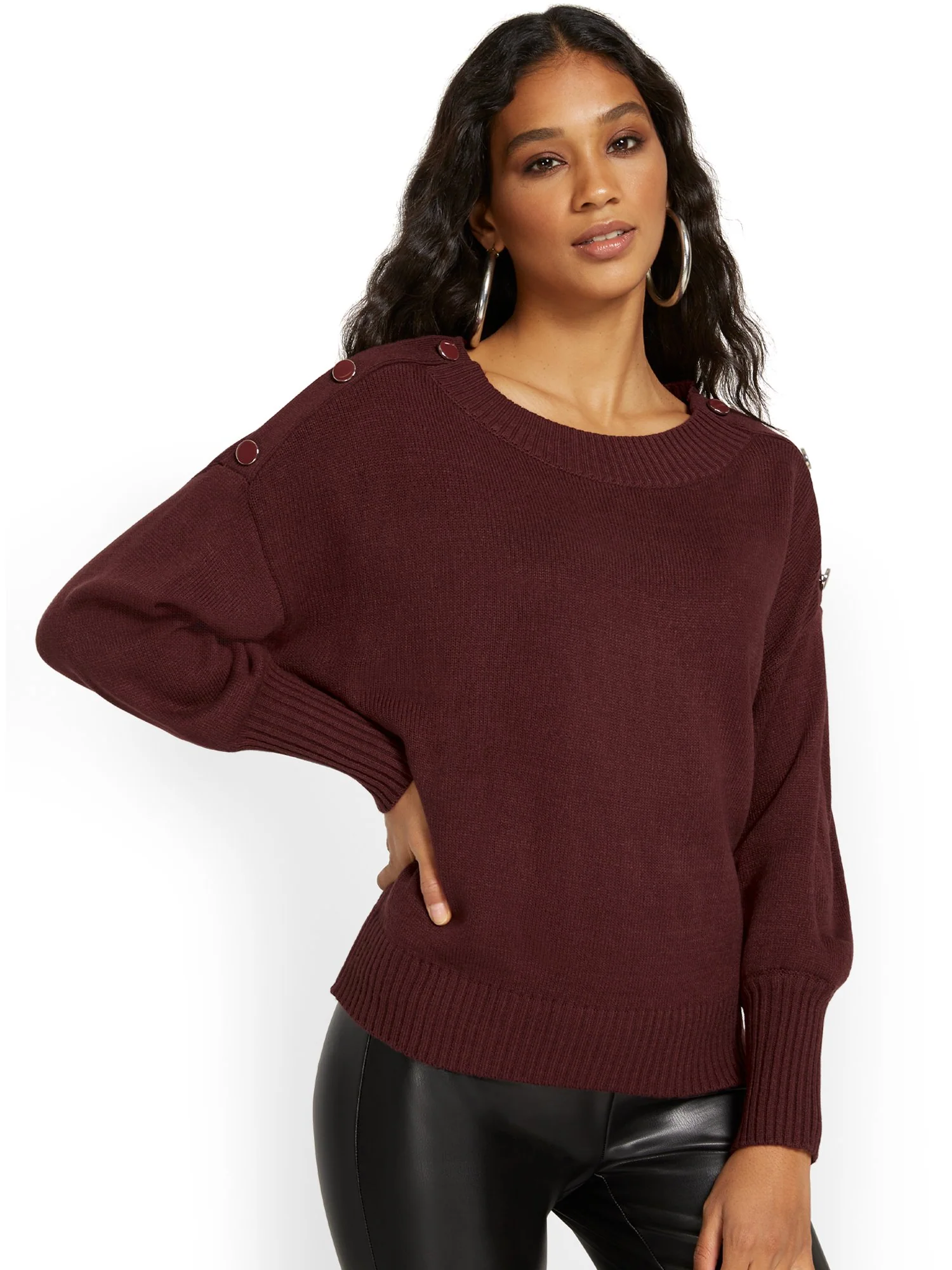 Button-Shoulder Pullover Sweater - Image 13