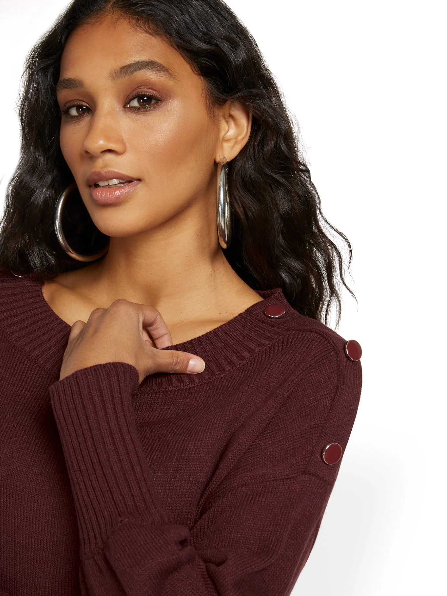 Button-Shoulder Pullover Sweater - Image 15