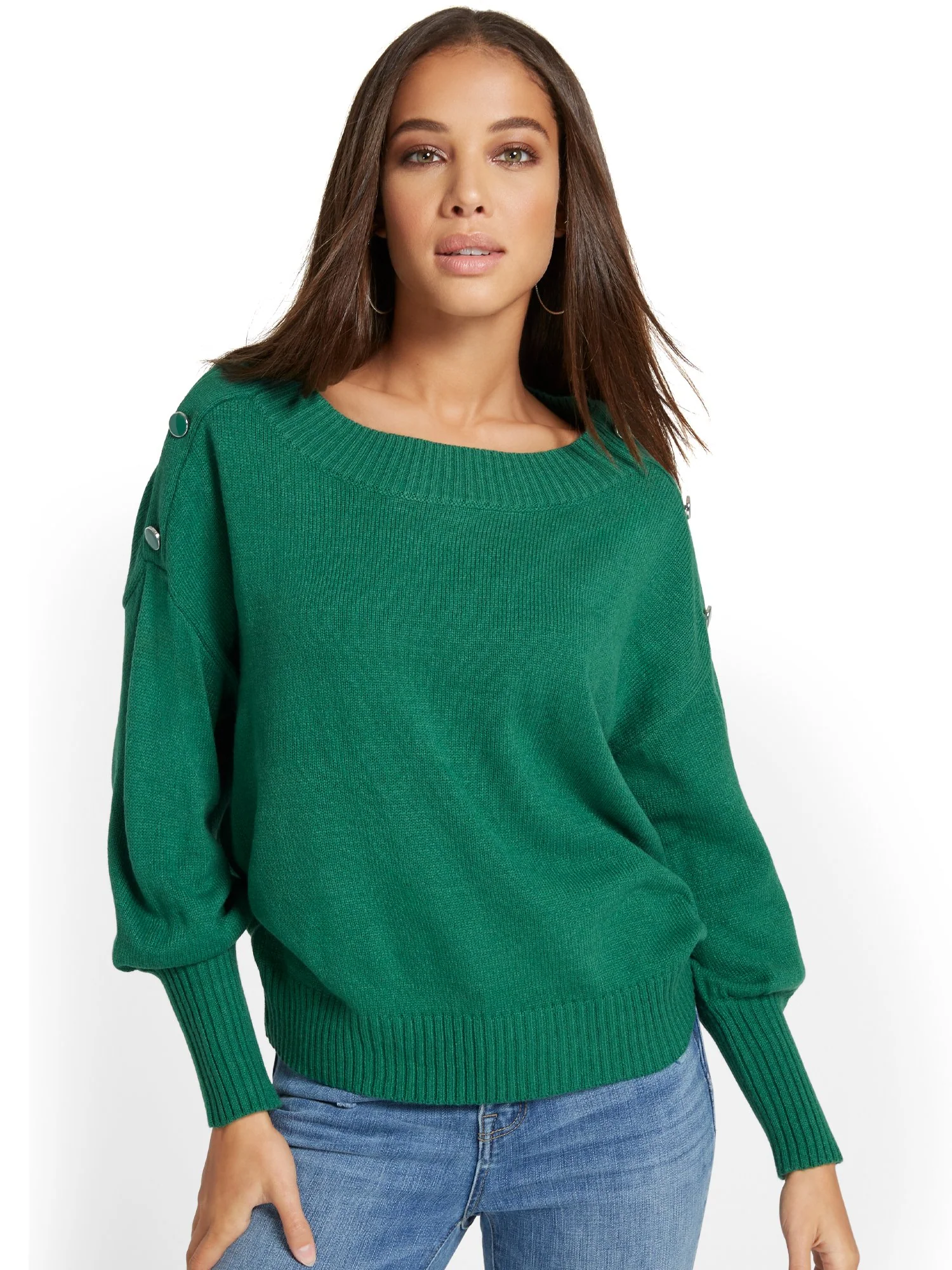 Button-Shoulder Pullover Sweater - Image 17