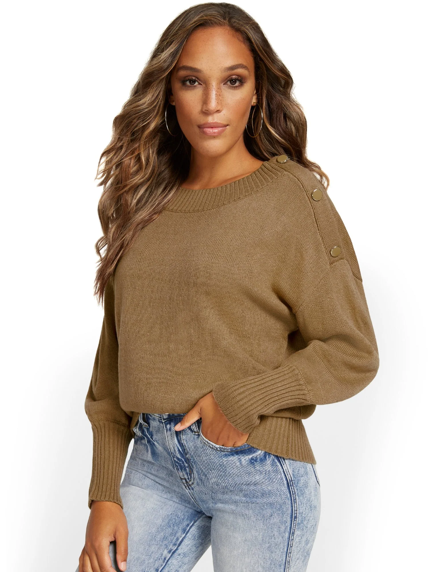 Button-Shoulder Pullover Sweater - Image 20