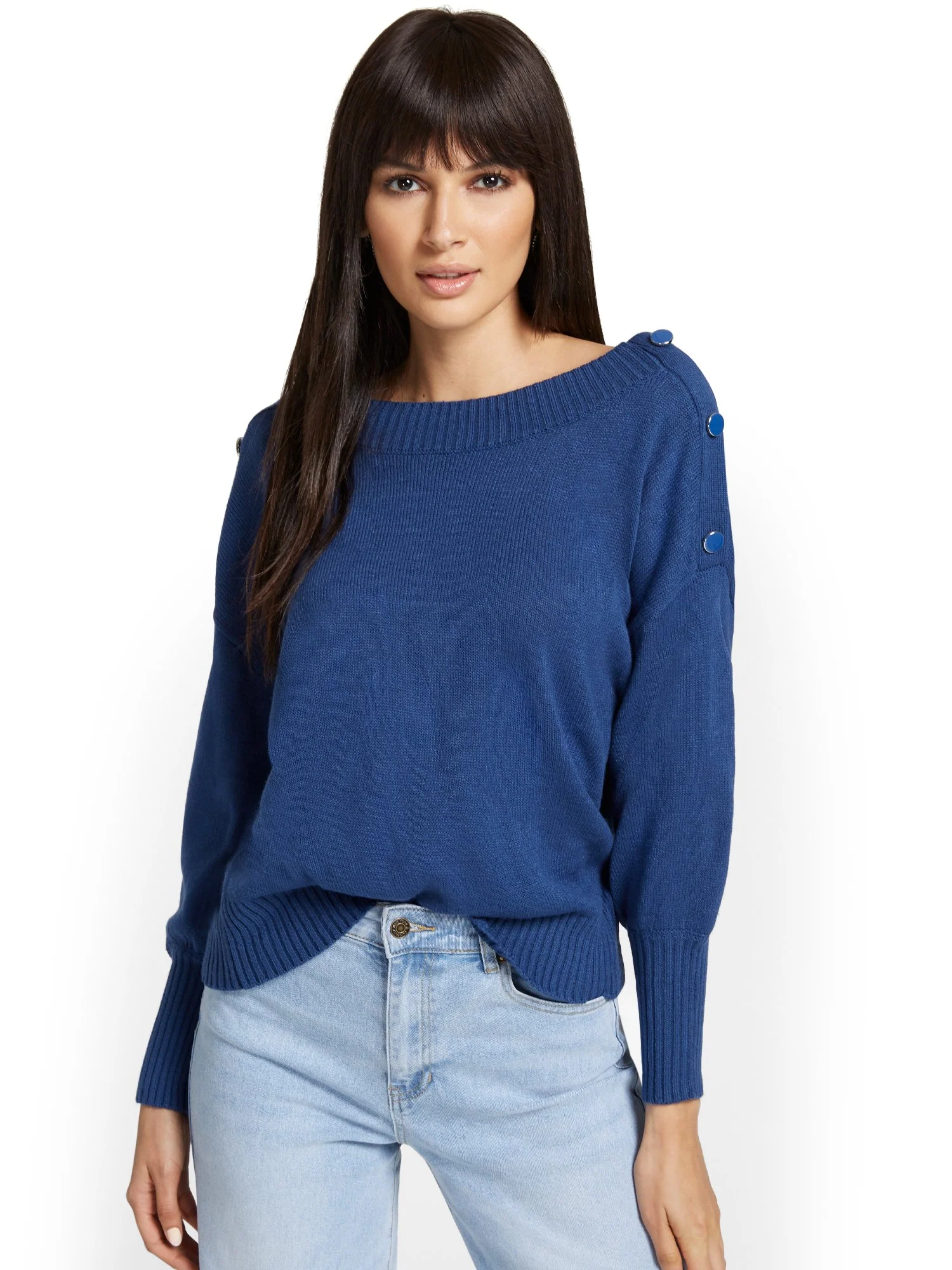 Button-Shoulder Pullover Sweater - Image 9