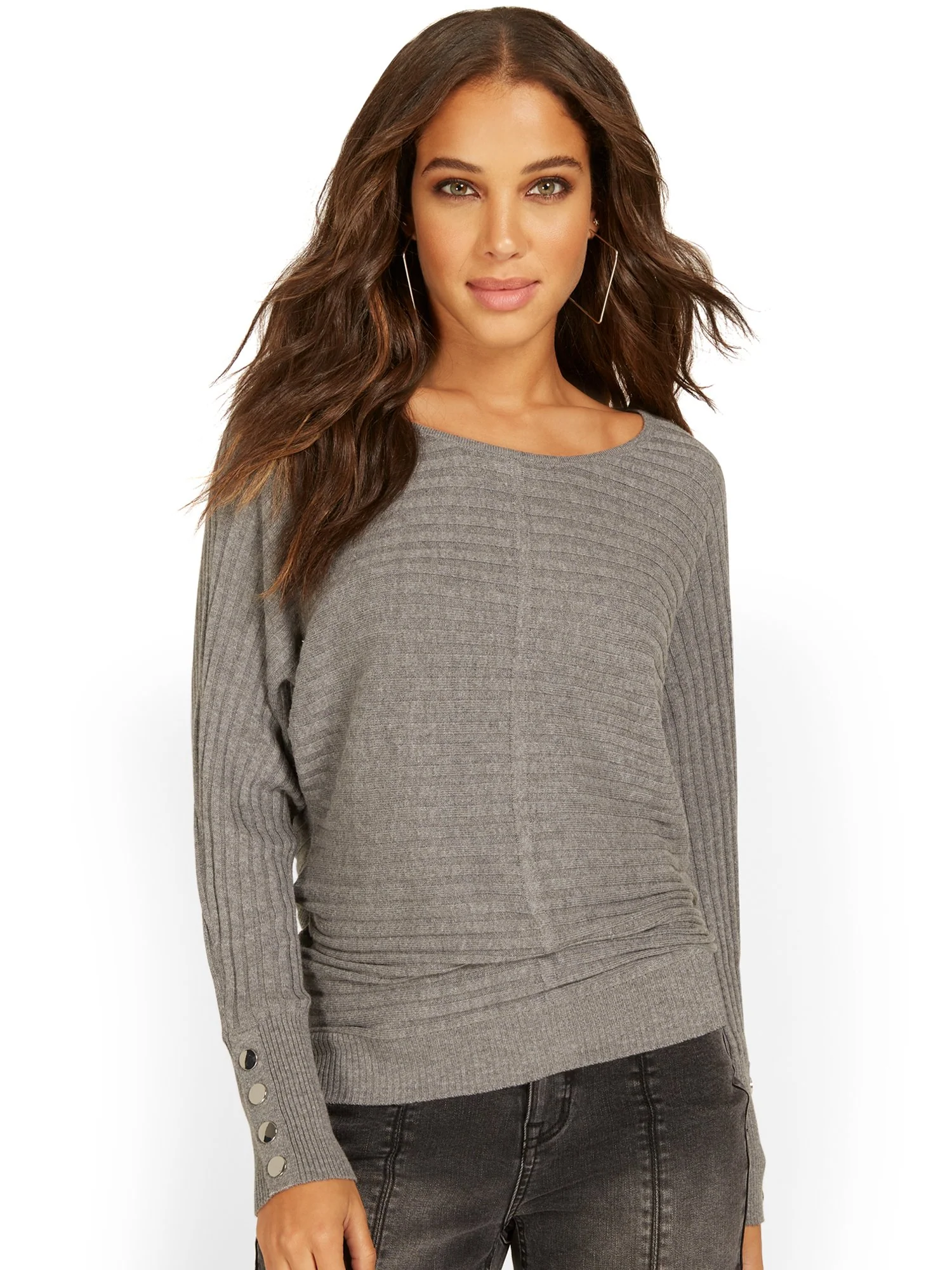 Button-Sleeve Dolman Sweater - Image 10