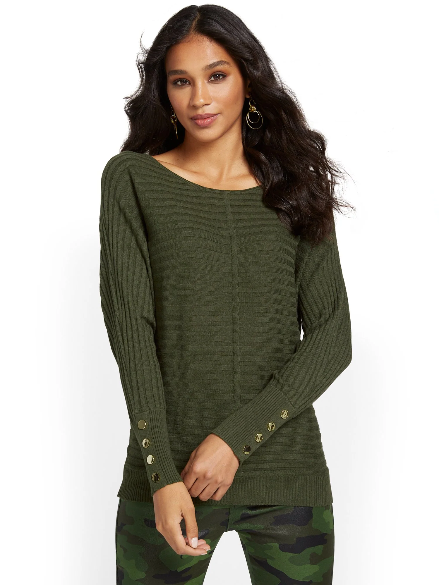 Button-Sleeve Dolman Sweater - Image 12