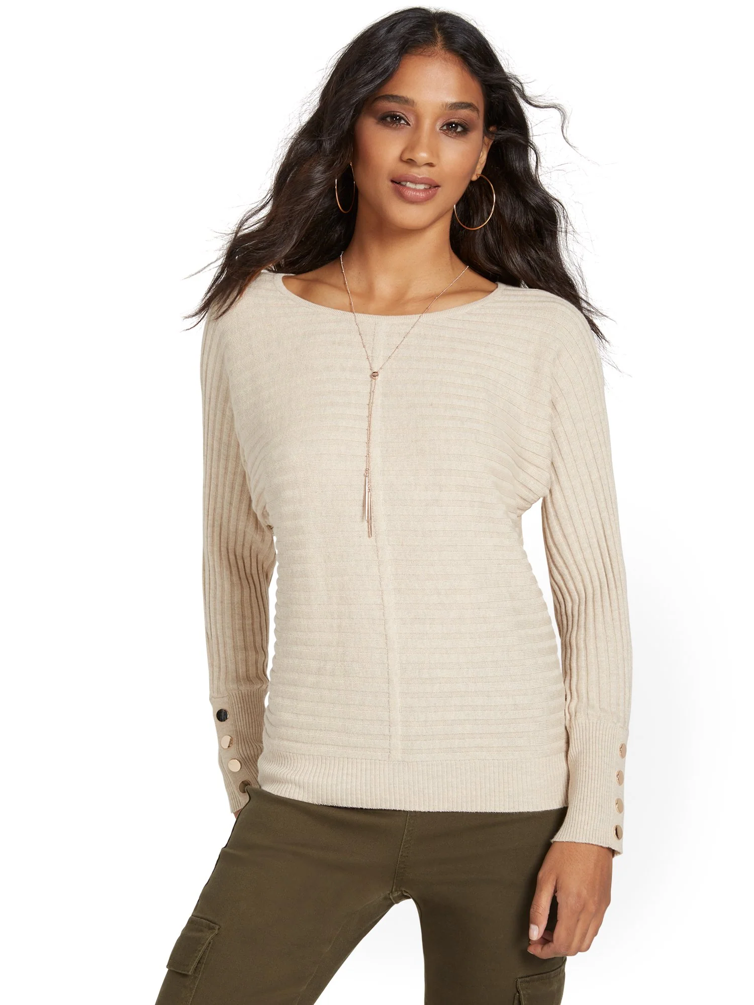 Button-Sleeve Dolman Sweater - Image 15