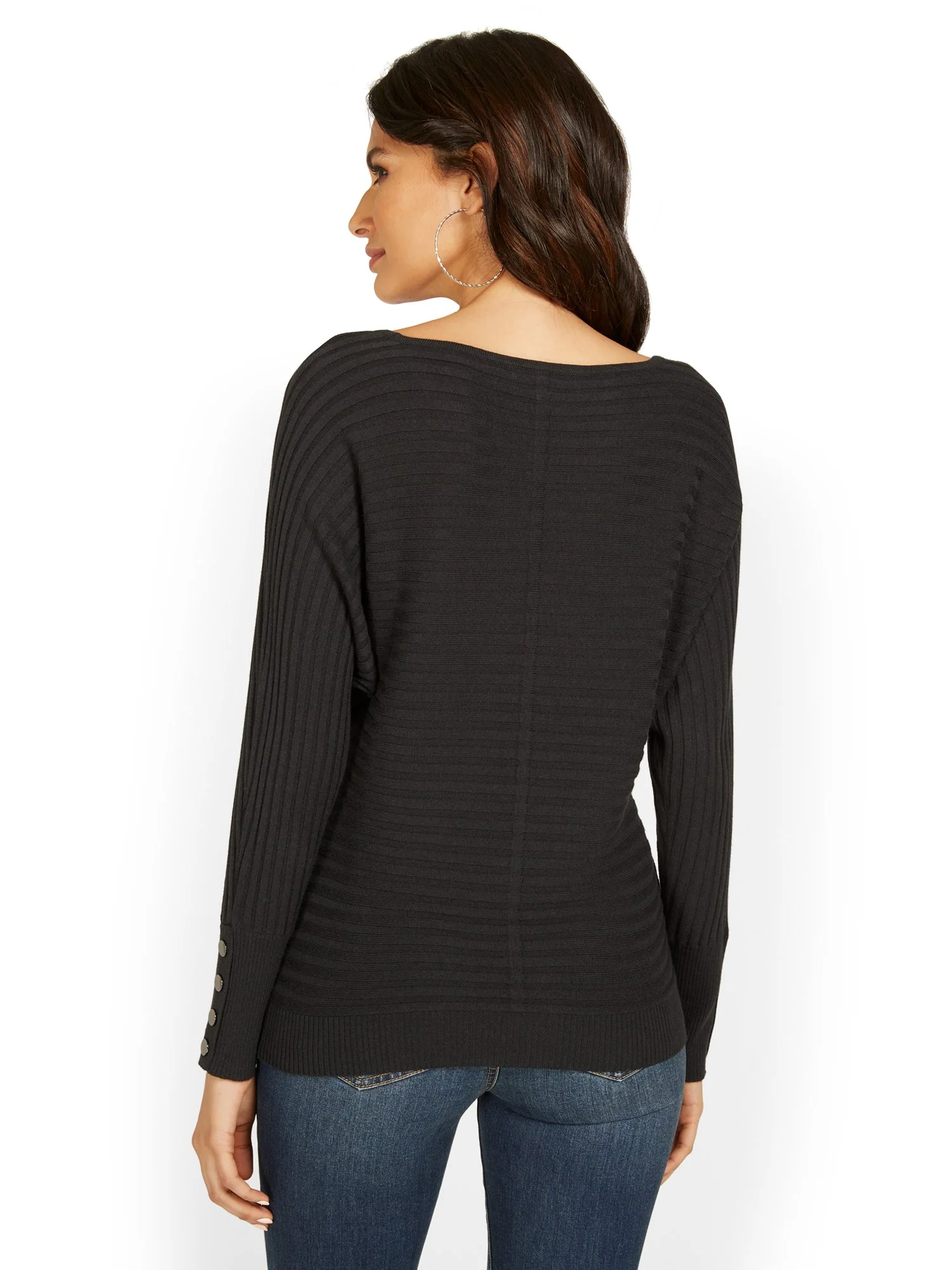 Button-Sleeve Dolman Sweater - Image 3