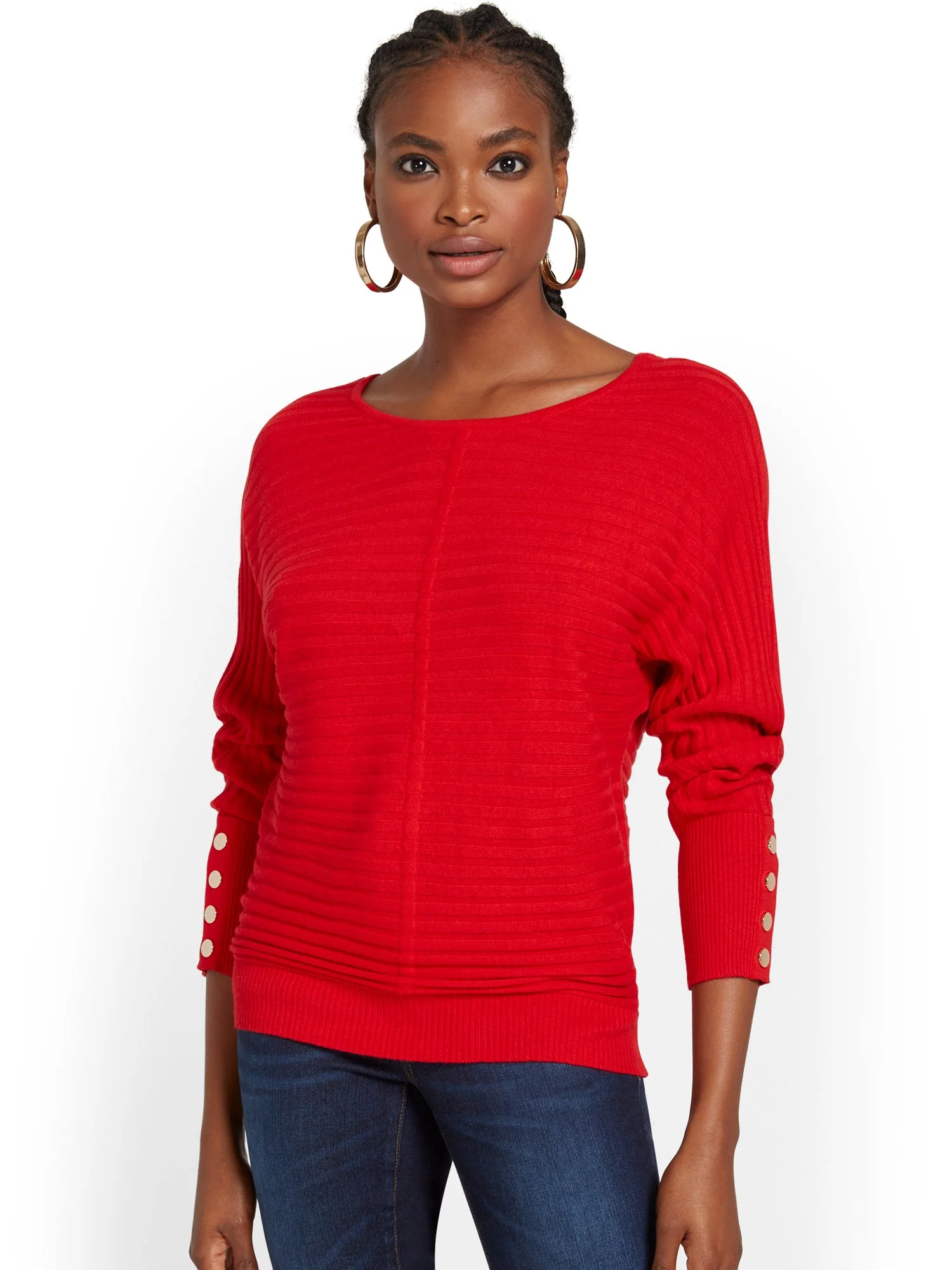 Button-Sleeve Dolman Sweater - Image 7