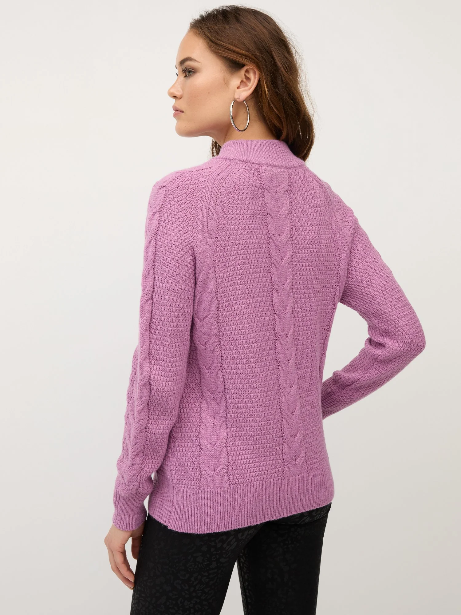 Cable-Knit Mock-Neck Pullover Sweater - Image 12